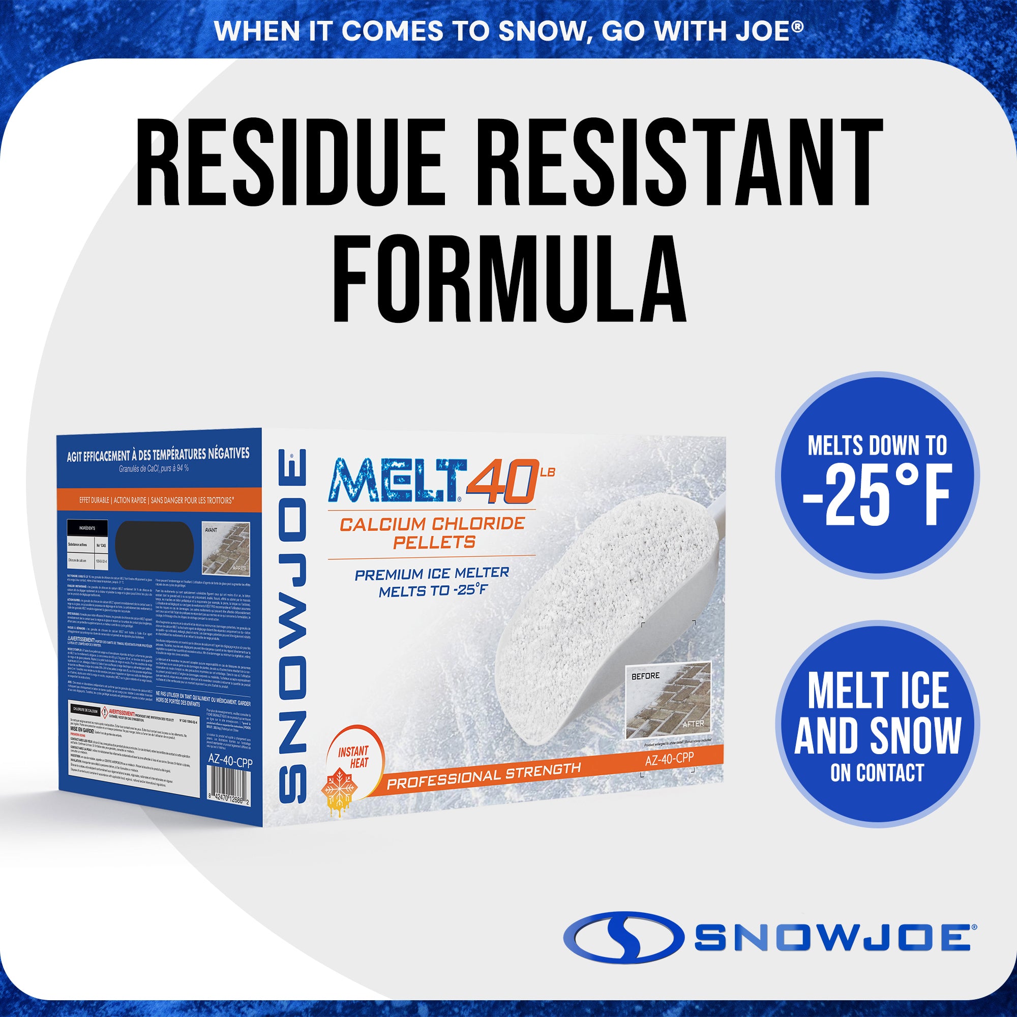 Snow Joe Ice Melt Calcium Chloride Blend, 40 lb (Packaging May Vary), AZ-40-CPP - Smart-nests