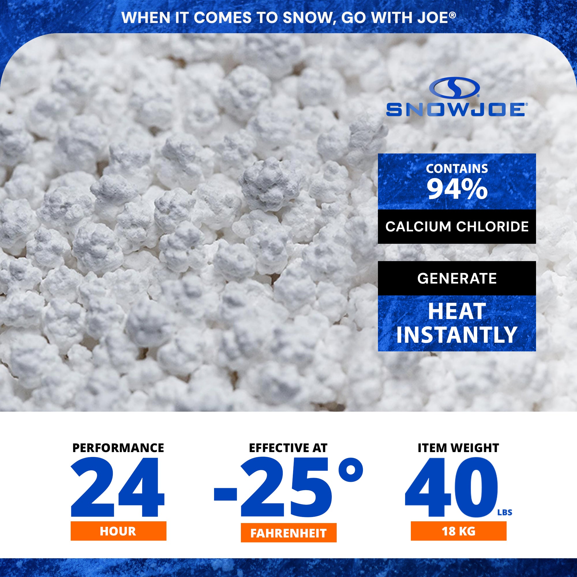 Snow Joe Ice Melt Calcium Chloride Blend, 40 lb (Packaging May Vary), AZ-40-CPP - Smart-nests