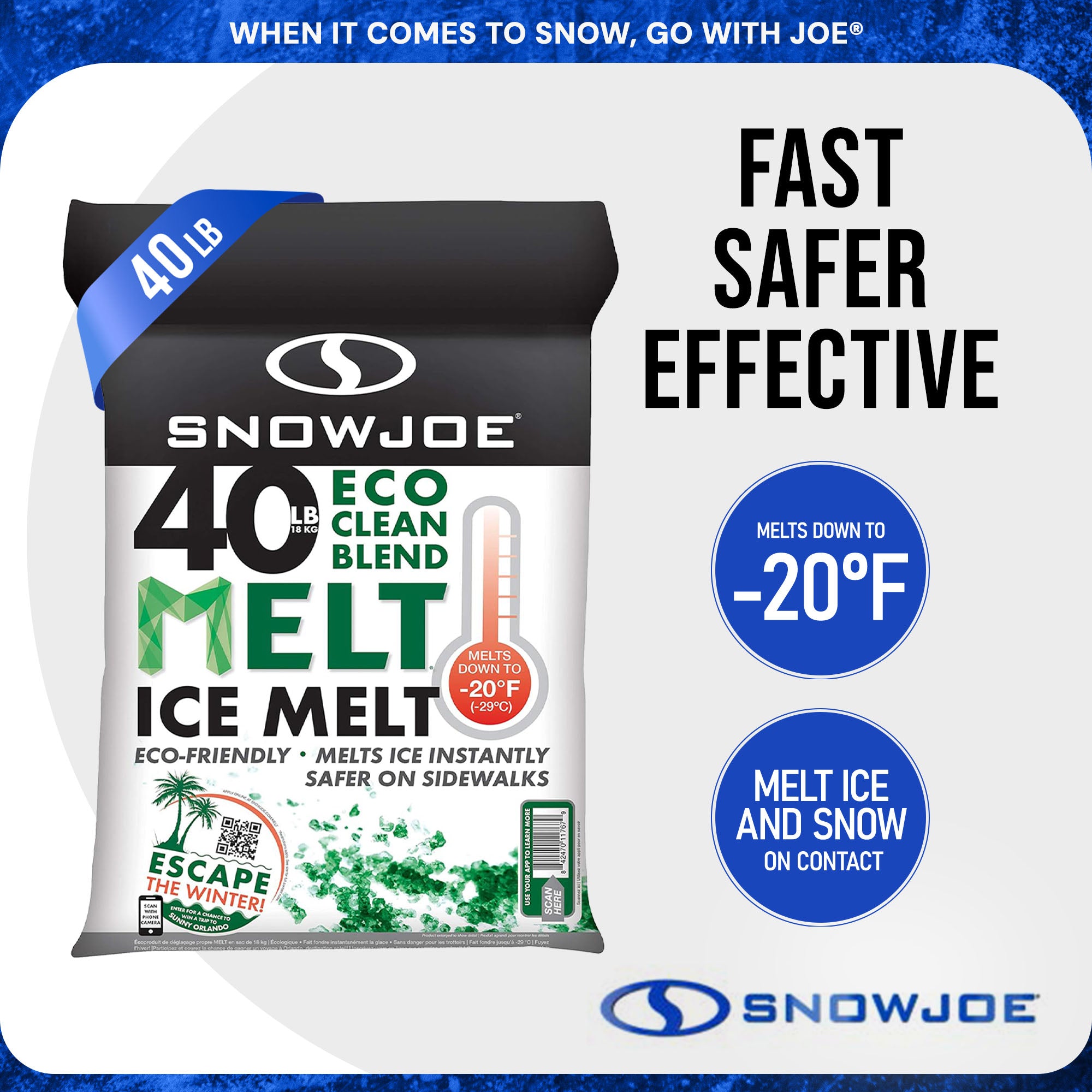 Snow Joe Eco Clean Ice Melter Blend, Safe for Concrete & Plants, 40lb, MELT40ECO - Smart-nests
