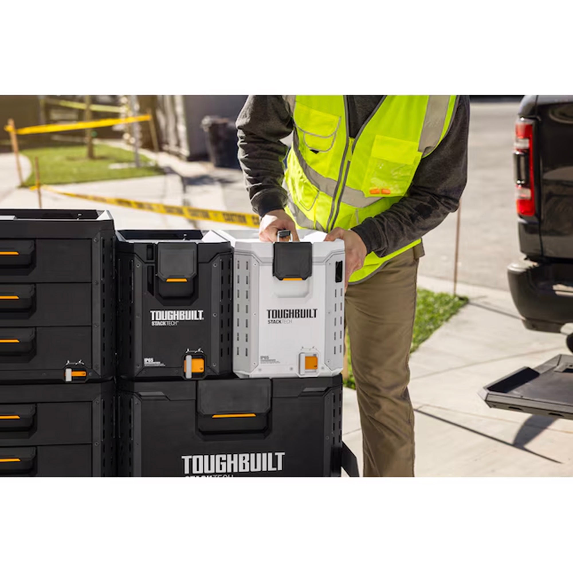 ToughBuilt StackTech Compact Cooler, Stackable 16 Qt Hard Shell Ice Chest, White - Smart-nests