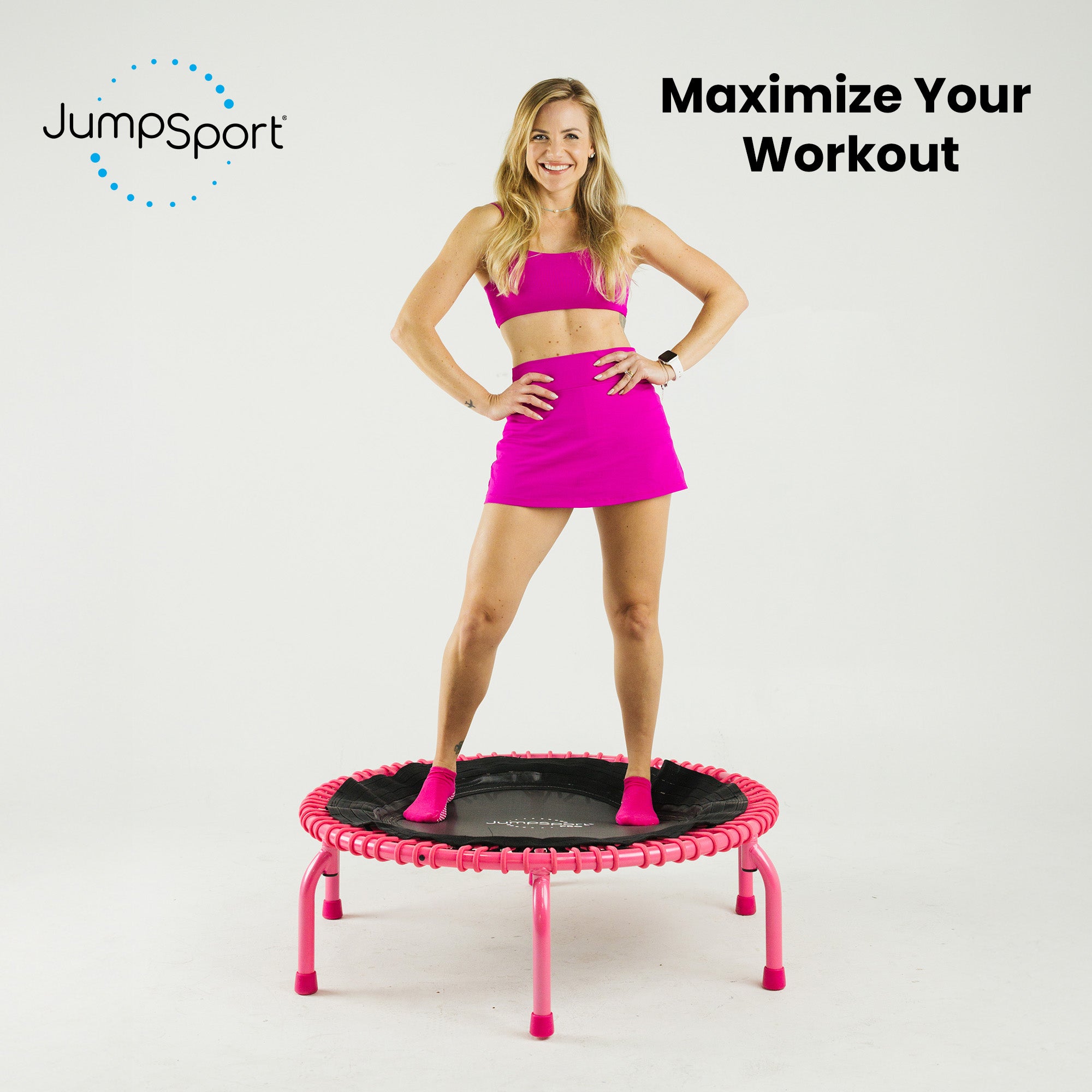 JumpSport 350 PRO Fitness Trampoline, Cardio Workout Equipment, 39 Inch, Blossom