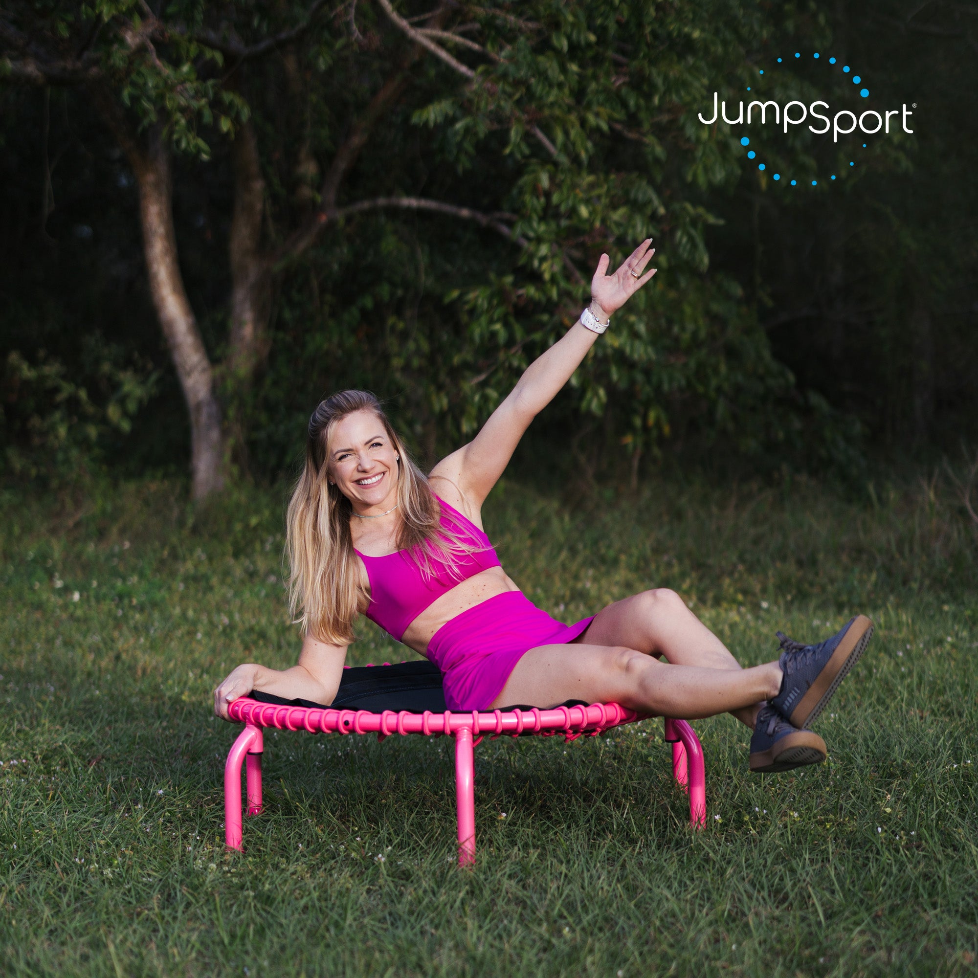 JumpSport 350 PRO Fitness Trampoline, Cardio Workout Equipment, 39 Inch, Blossom