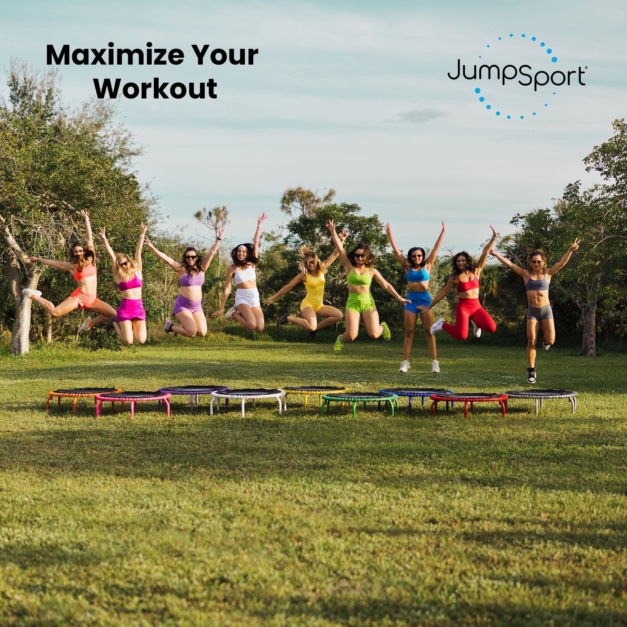 JumpSport 350 PRO Fitness Trampoline, Cardio Workout Equipment, 39 Inch, Ignite - Smart-nests
