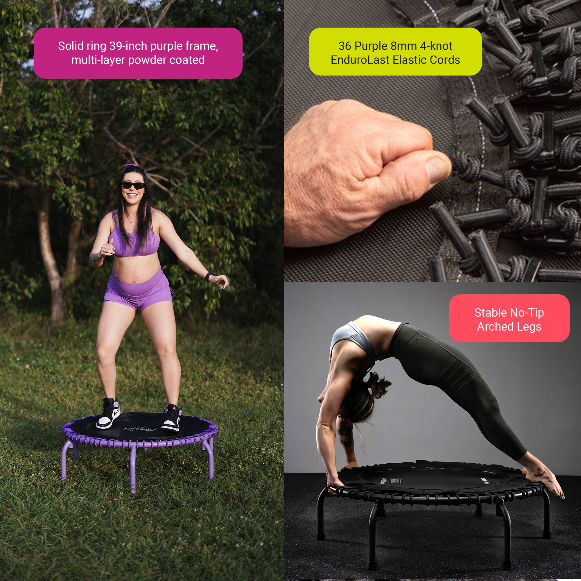 JumpSport 350 PRO Fitness Trampoline, Cardio Workout Equipment, 39 Inch, Inspire - Smart-nests