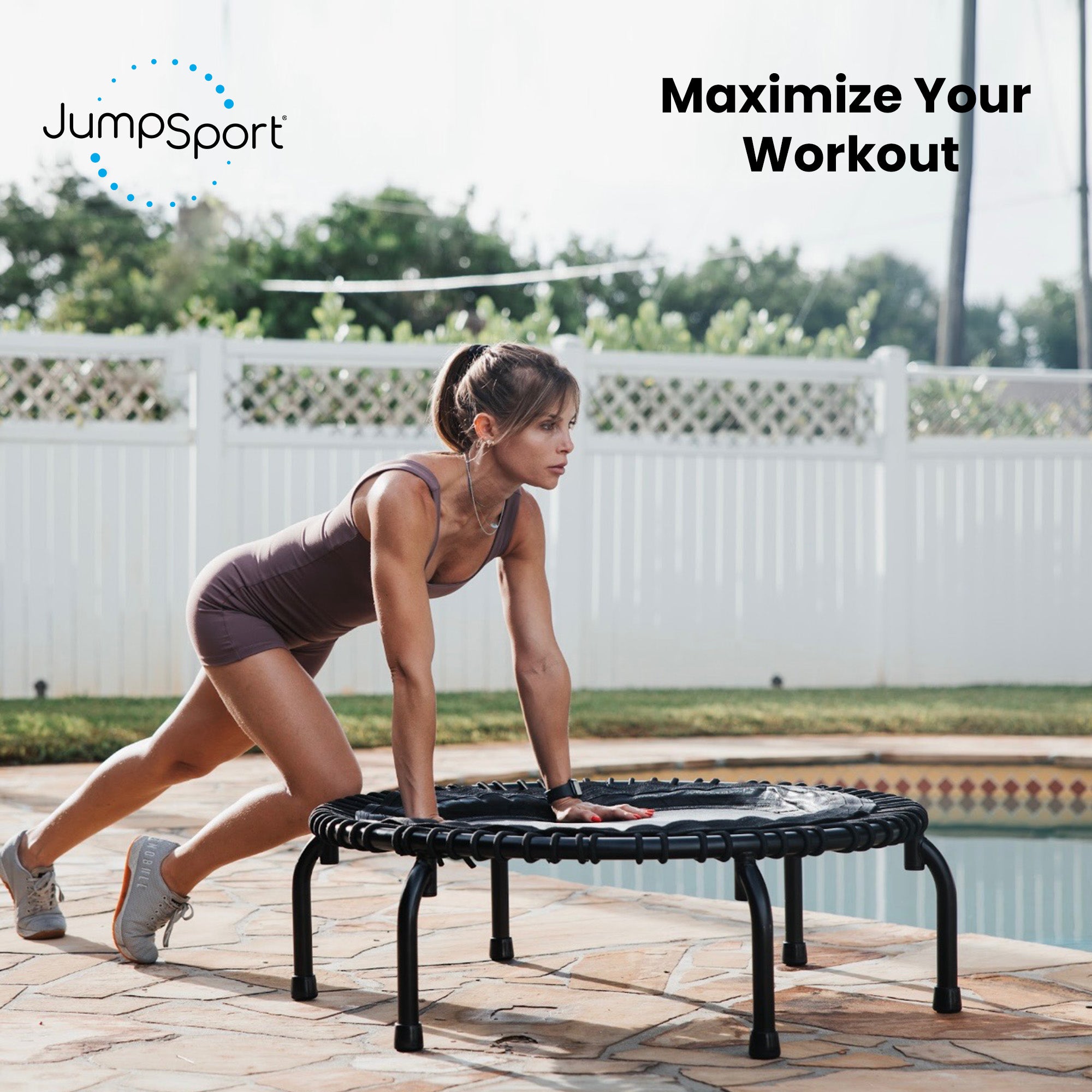 JumpSport 350 PRO Fitness Trampoline, Cardio Workout Equipment, 39 Inch, Inspire - Smart-nests