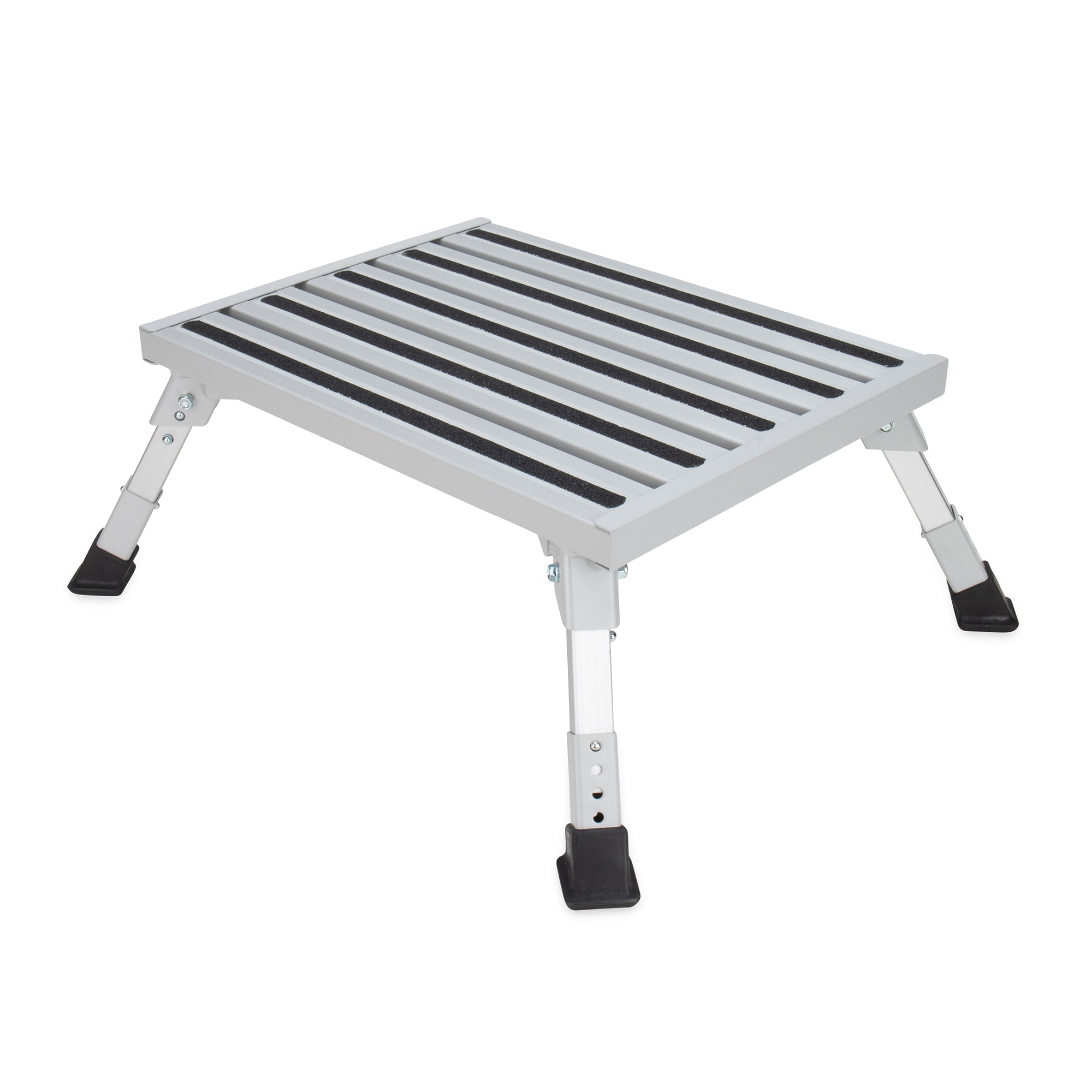 Camco Folding Aluminum Step Stool, Adjustable Height for RV and Trailers, Silver - Smart-nests