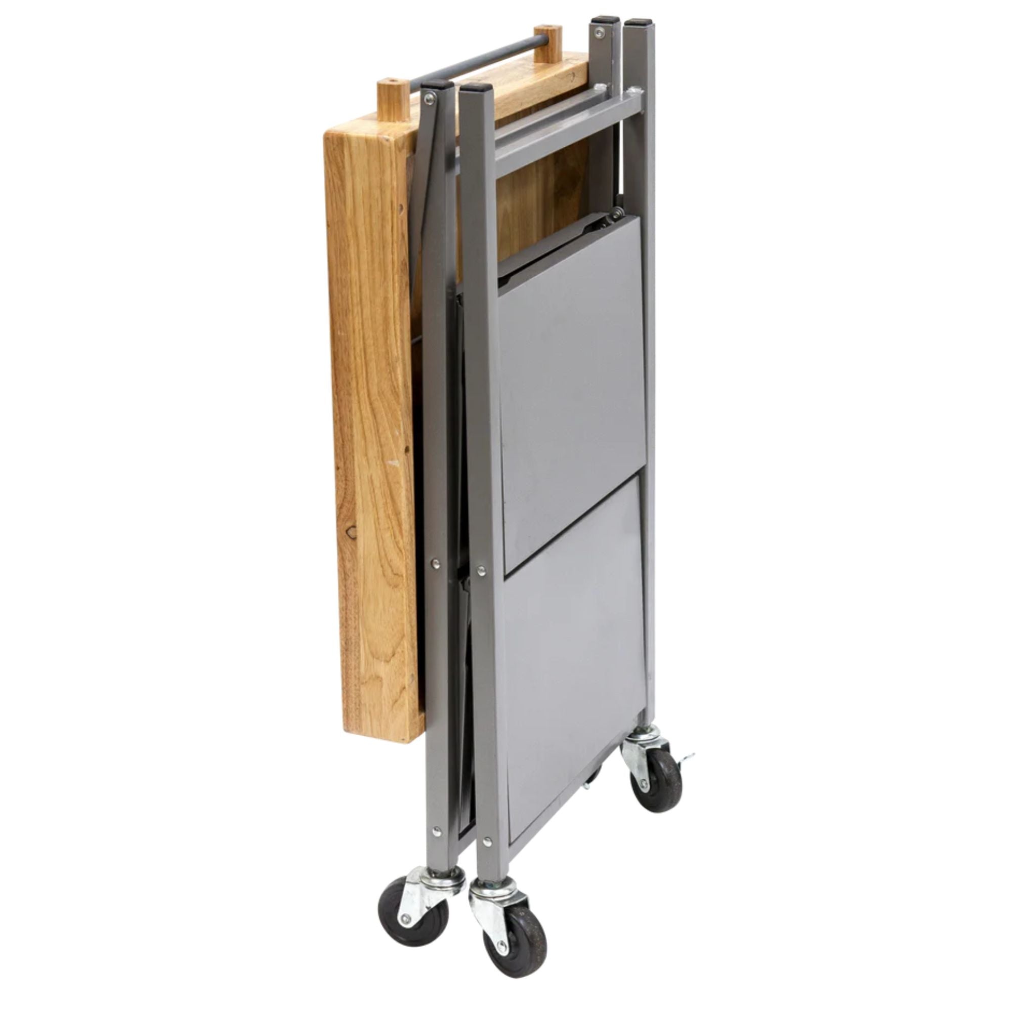Origami Foldable Kitchen Island Cart, Wheeled Rolling Storage Cart with Shelves - Smart-nests