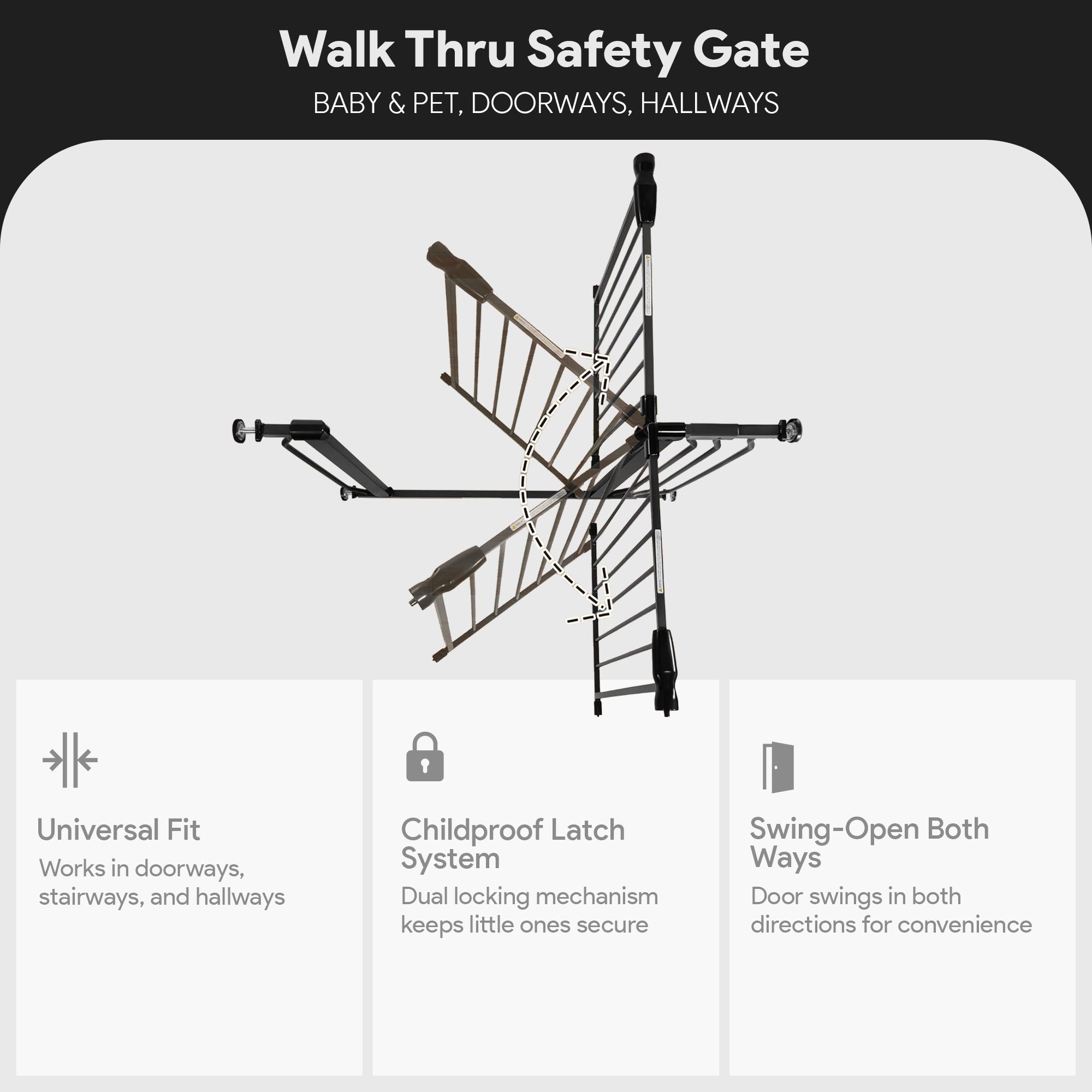 BalanceFrom Walk Thru Safety Gate, Baby & Pet, Doorways, Hallways, 30”, Graphite - Smart-nests