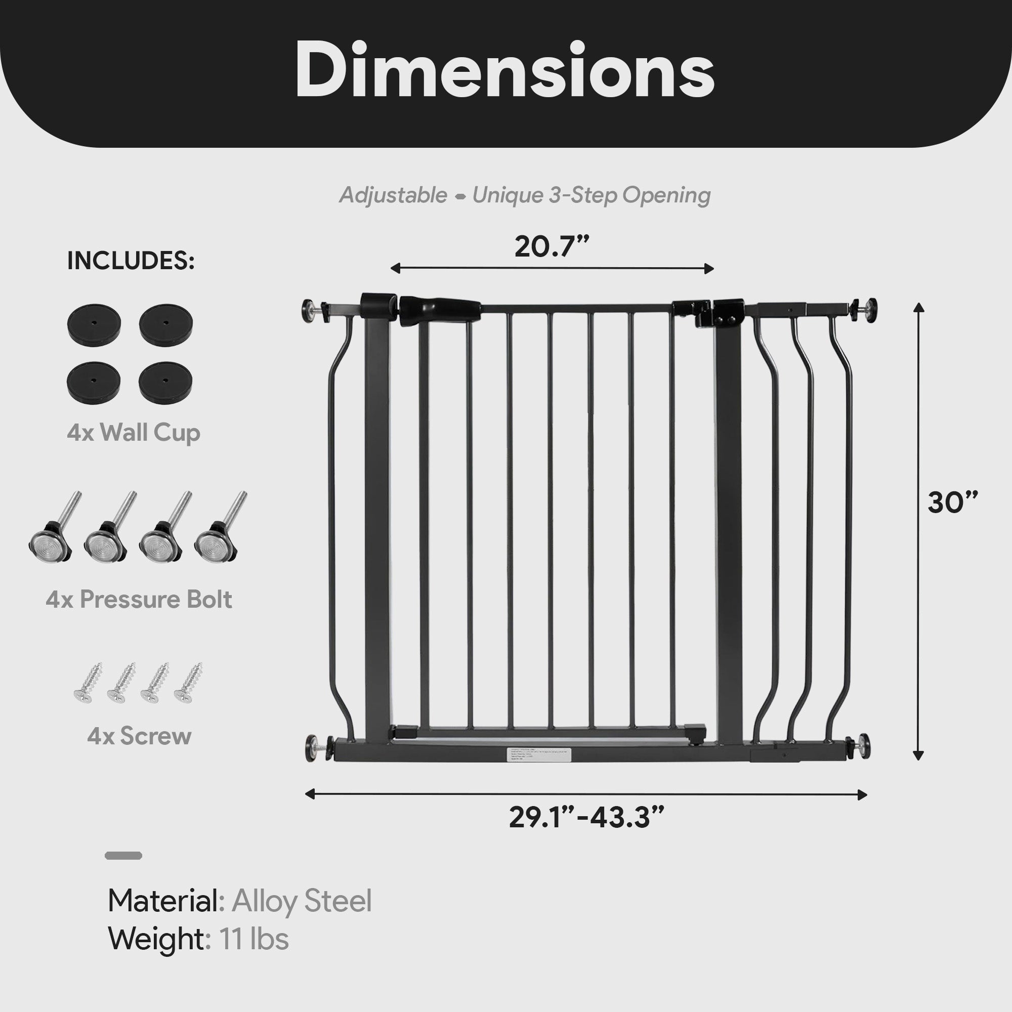 BalanceFrom Walk Thru Safety Gate, Baby & Pet, Doorways, Hallways, 30”, Graphite - Smart-nests