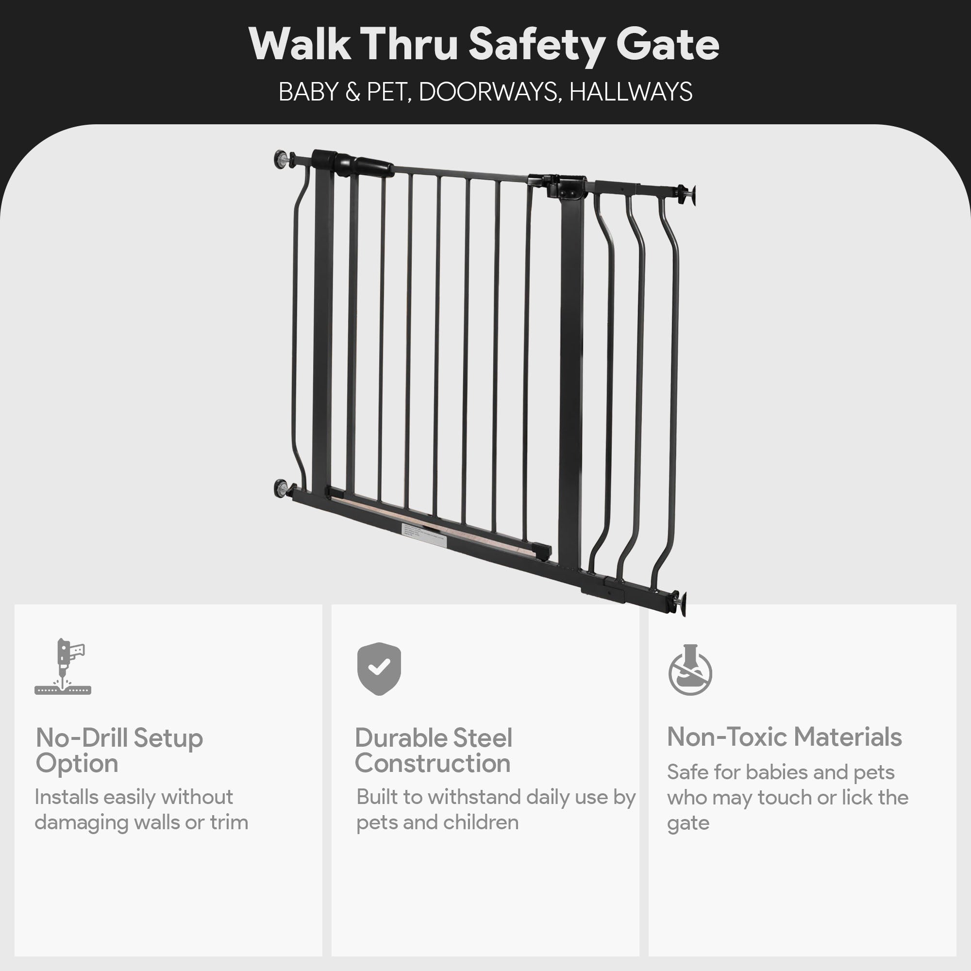 BalanceFrom Walk Thru Safety Gate, Baby & Pet, Doorways, Hallways, 30”, Graphite - Smart-nests