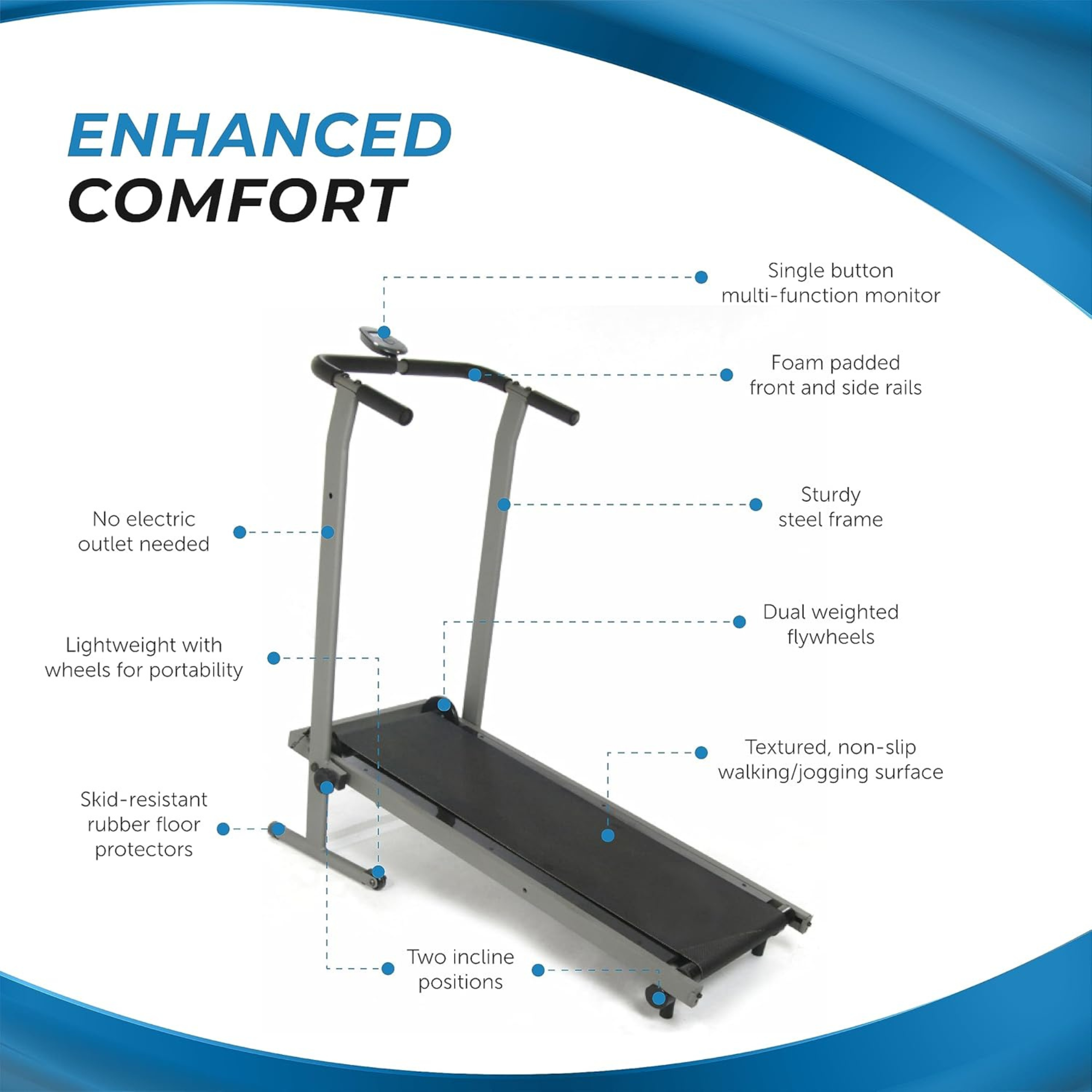 Stamina InMotion T900 Manual Treadmill Home Gym Cardio Exercise Foldable Machine - Smart-nests