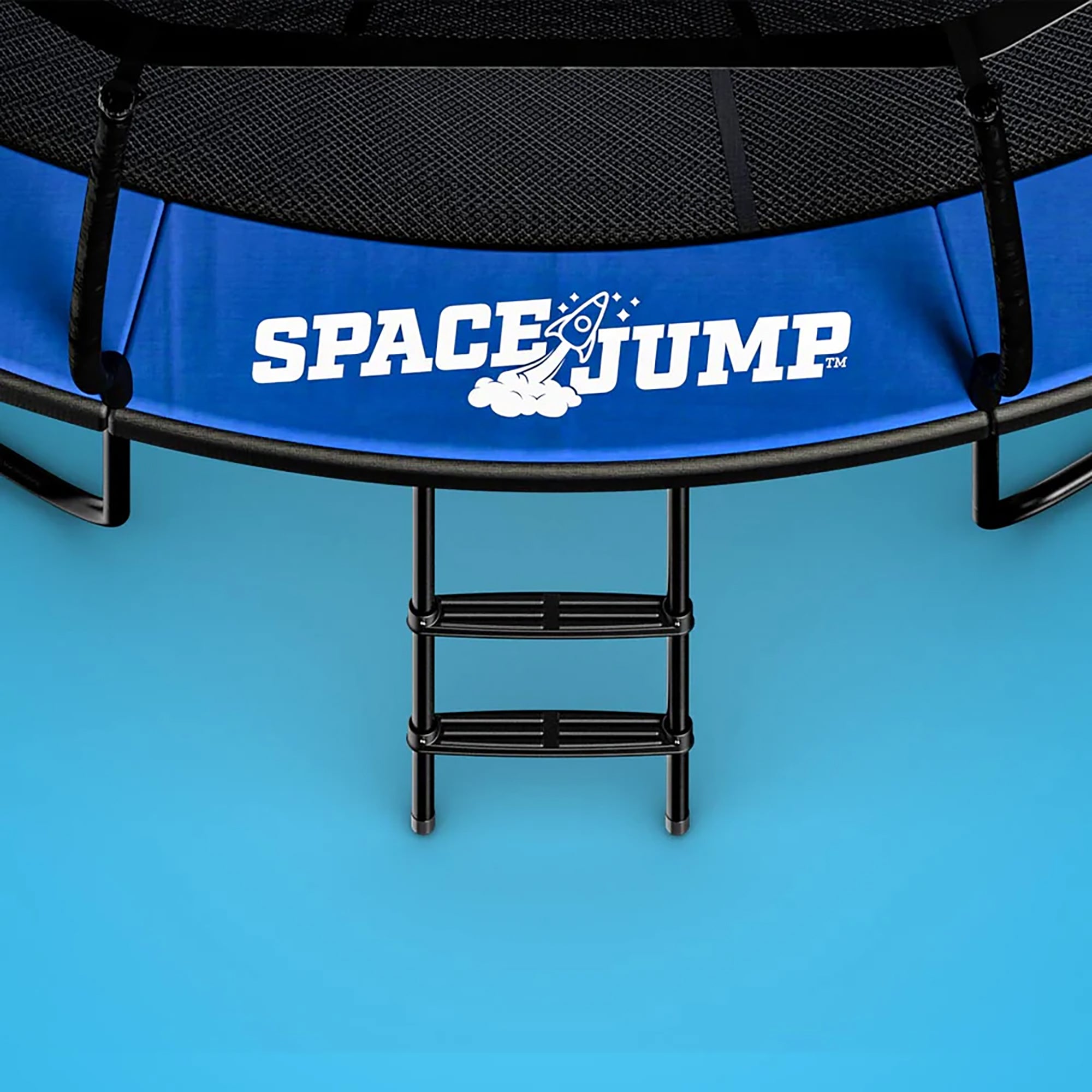 SpaceJump Lunar 8 Foot Trampoline, Outdoor Round Bouncer with Safety Net, Black - Smart-nests