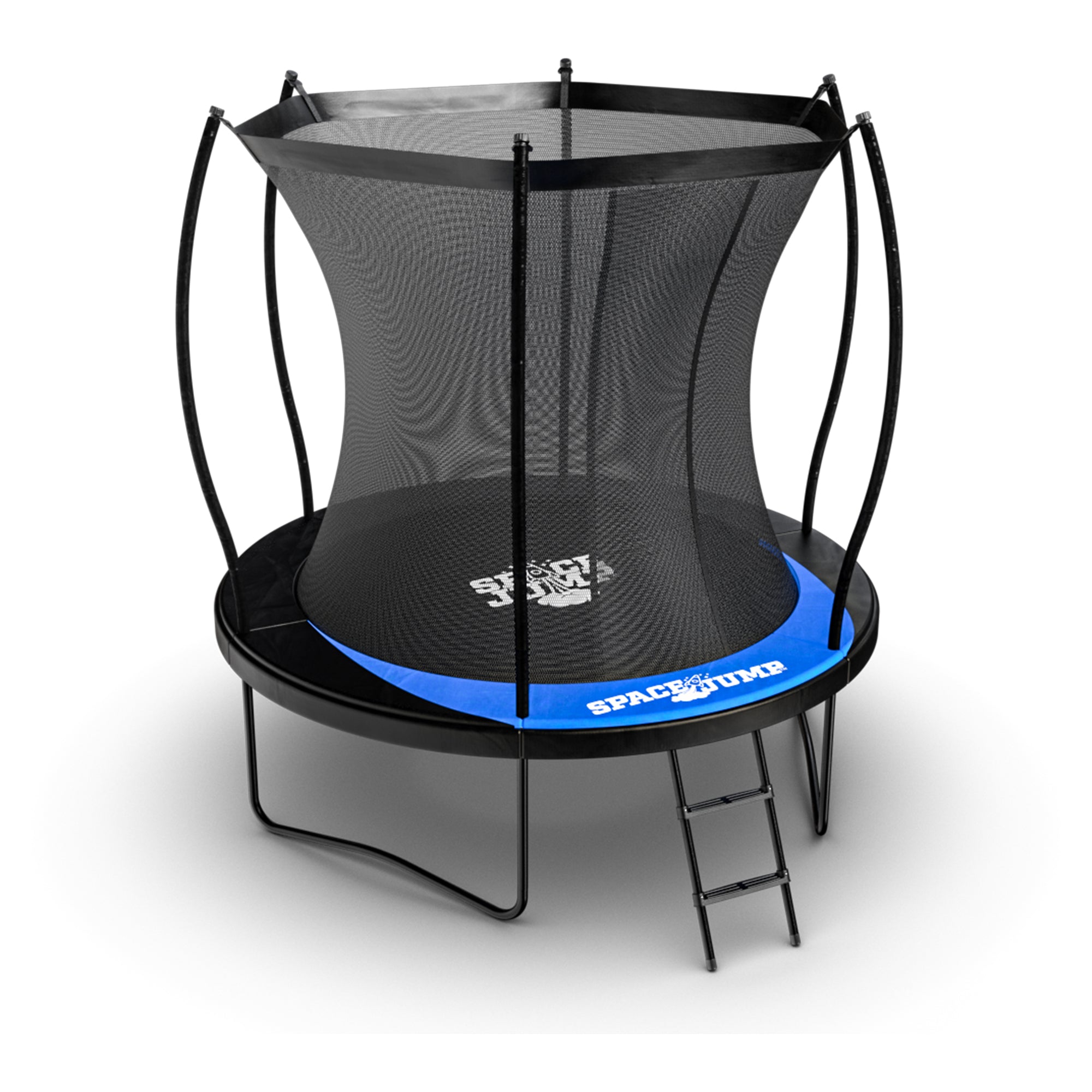SpaceJump Lunar 8 Foot Trampoline, Outdoor Round Bouncer with Safety Net, Black - Smart-nests