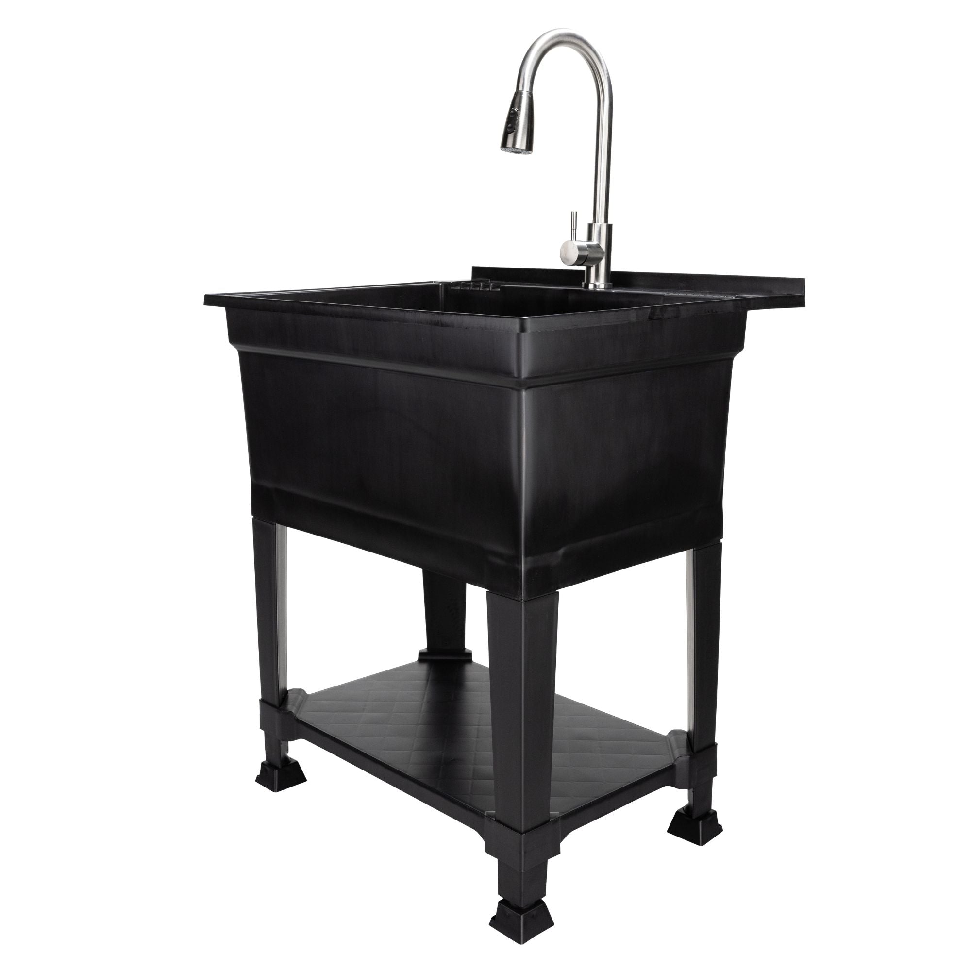 Utility Sink Heavy Duty Freestanding Utility Tub Sink, 30 x 24 Inches, Black - Smart-nests