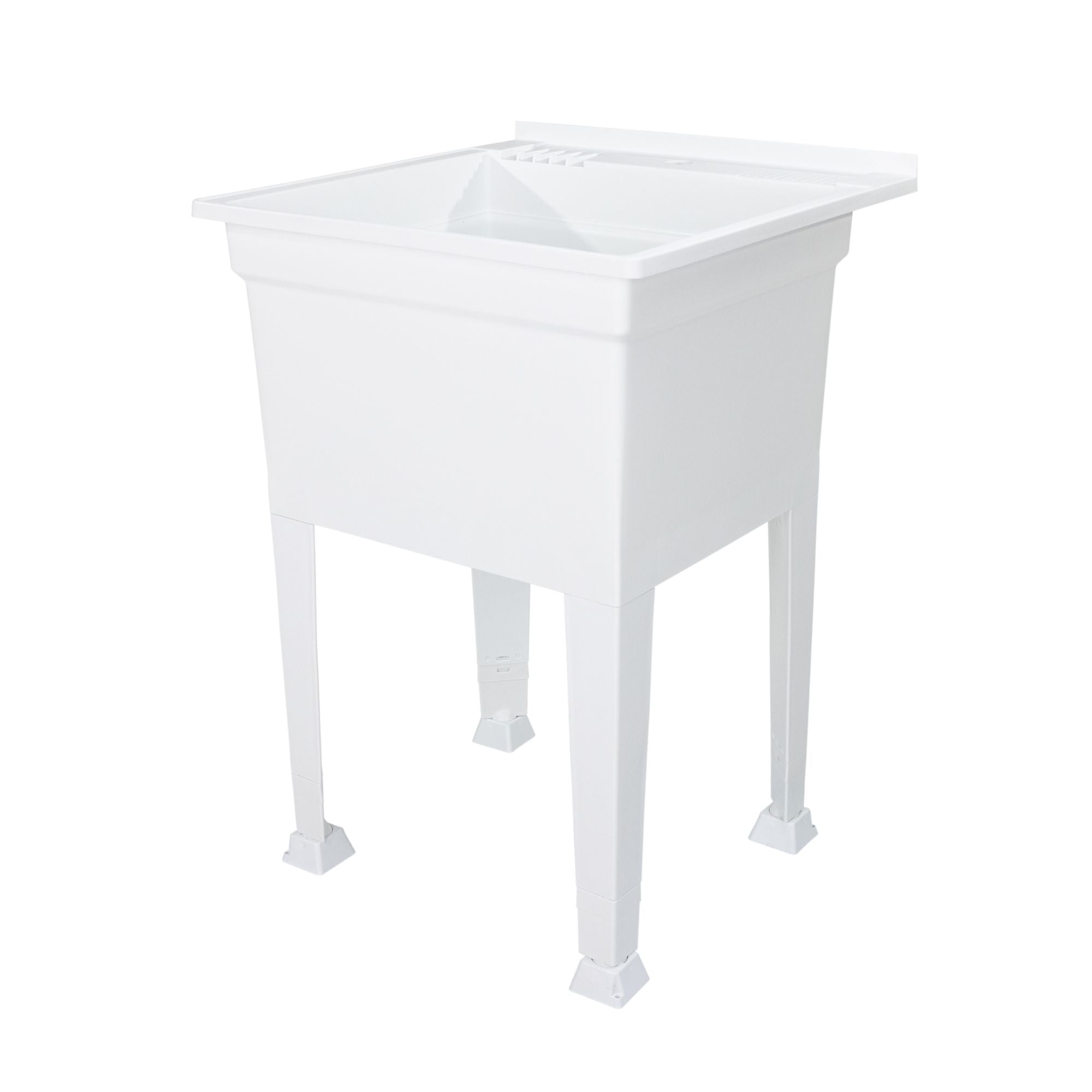 Utility Sink Heavy Duty Freestanding Utility Tub Sink, 24 x 24 Inches, White - Smart-nests
