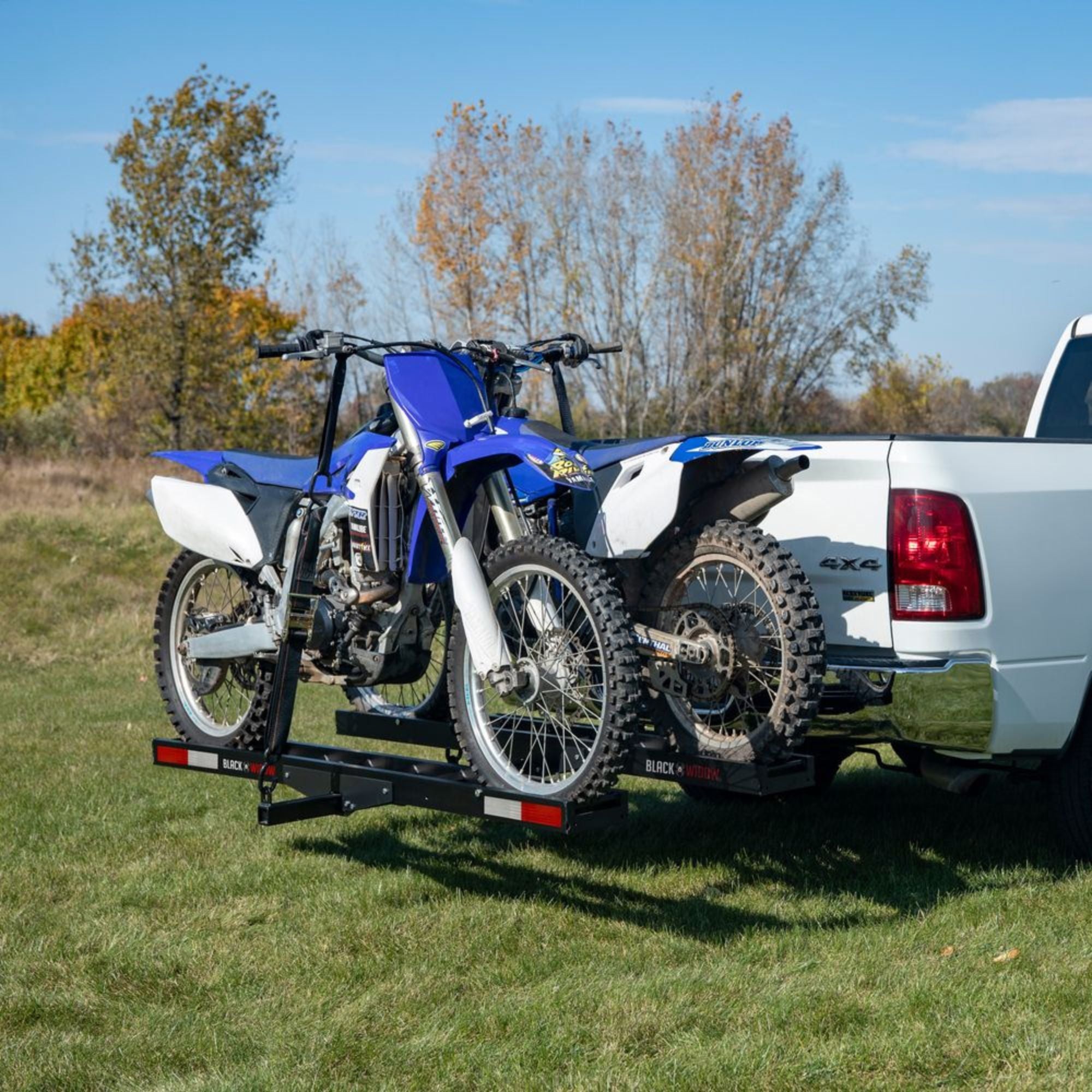 Black Widow Pro Double Dirt Bike Carrier with Ramp for 2" Hitch, 600 lb Capacity