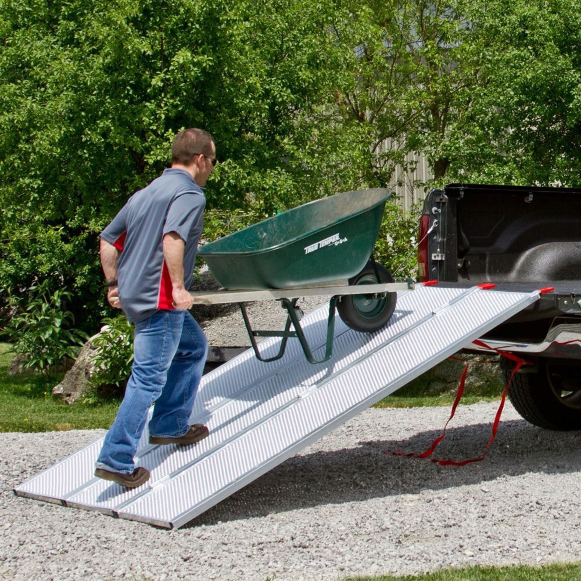 Black Widow 6’ 5” Punch Plate Aluminum Wide ATV Ramp, 1,500 Lbs Capacity, Silver
