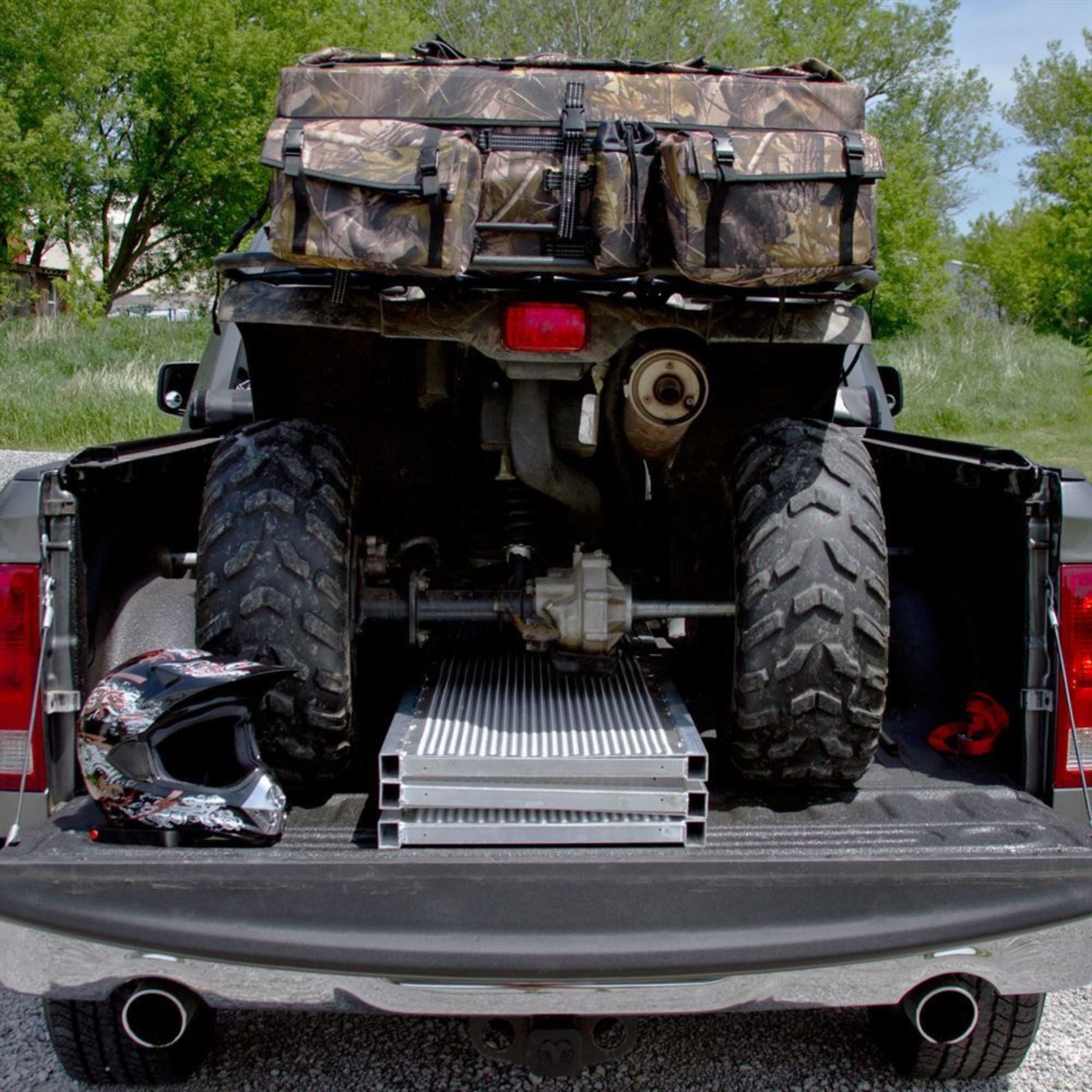 Black Widow 6’ 5” Punch Plate Aluminum Wide ATV Ramp, 1,500 Lbs Capacity, Silver