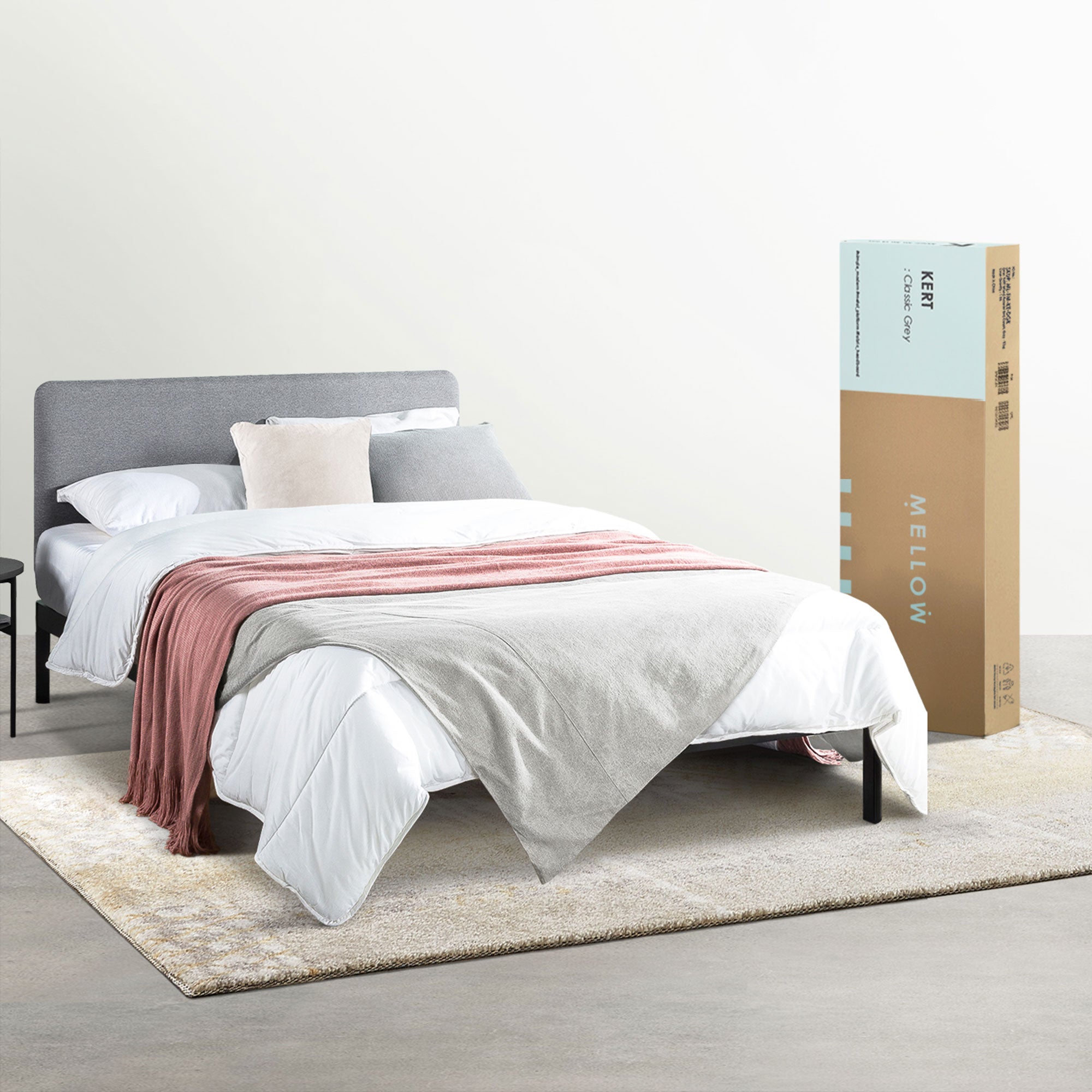 Mellow KERT Metal and Wood Platform Bed Frame with Upholstered Headboard, Full - Smart-nests