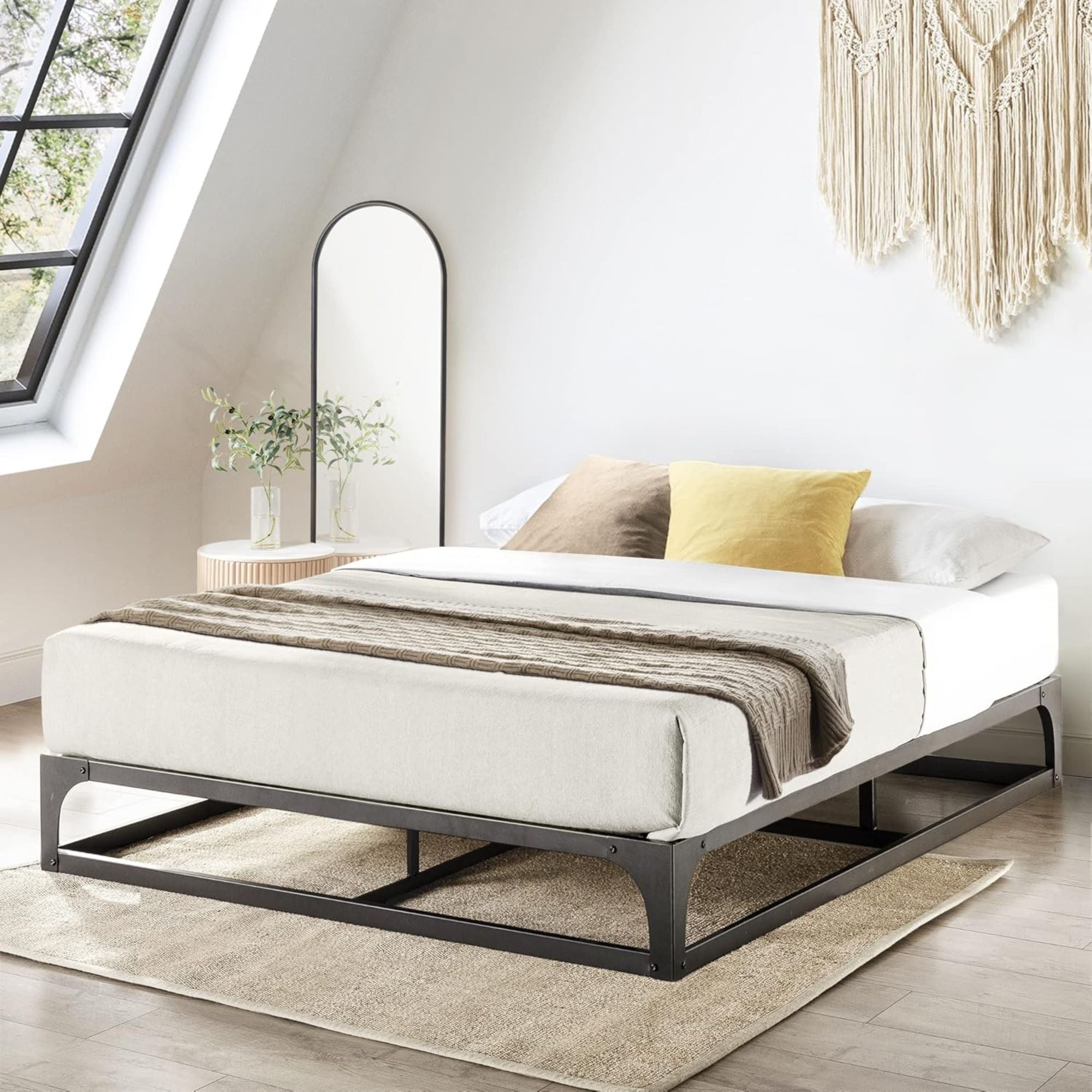 Mellow Ace of Base Metal Platform Low Profile Bed Frame, Hinged 9 Inch, King - Smart-nests