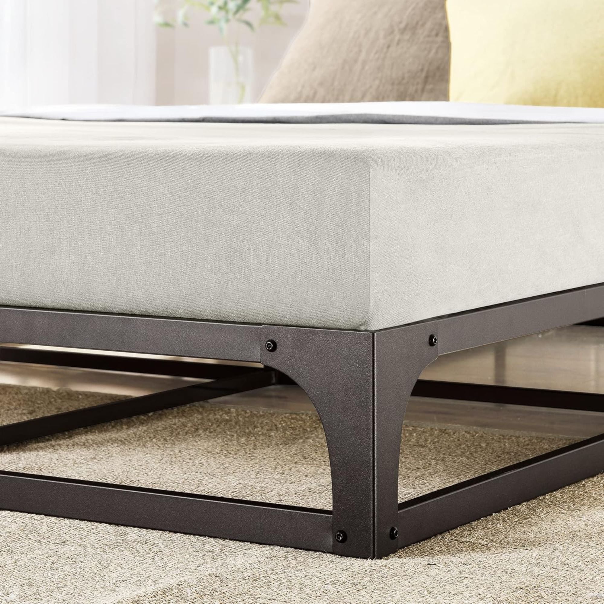 Mellow Ace of Base Metal Platform Low Profile Bed Frame, Hinged 9 Inch, King - Smart-nests