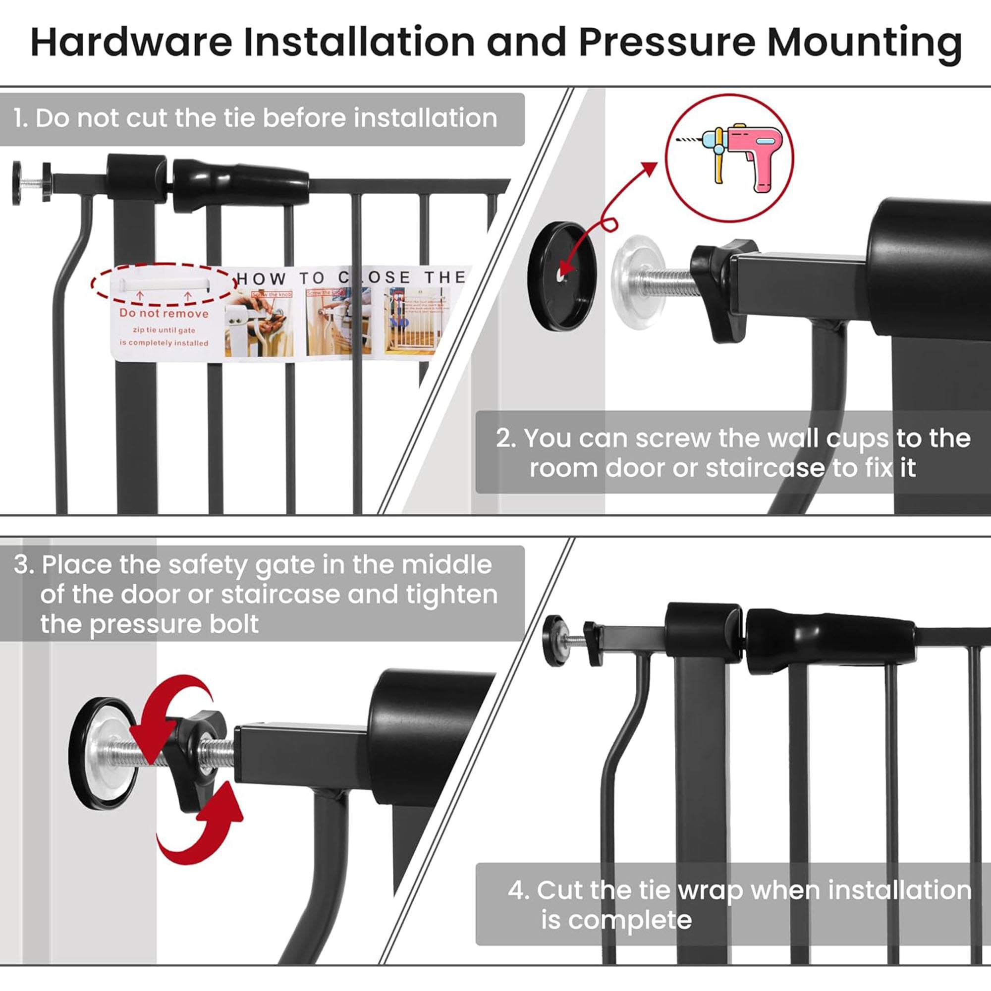 BalanceFrom Walk Thru Safety Gate, Fits 29.1-33.8" Openings, 36” Tall, Graphite - Smart-nests