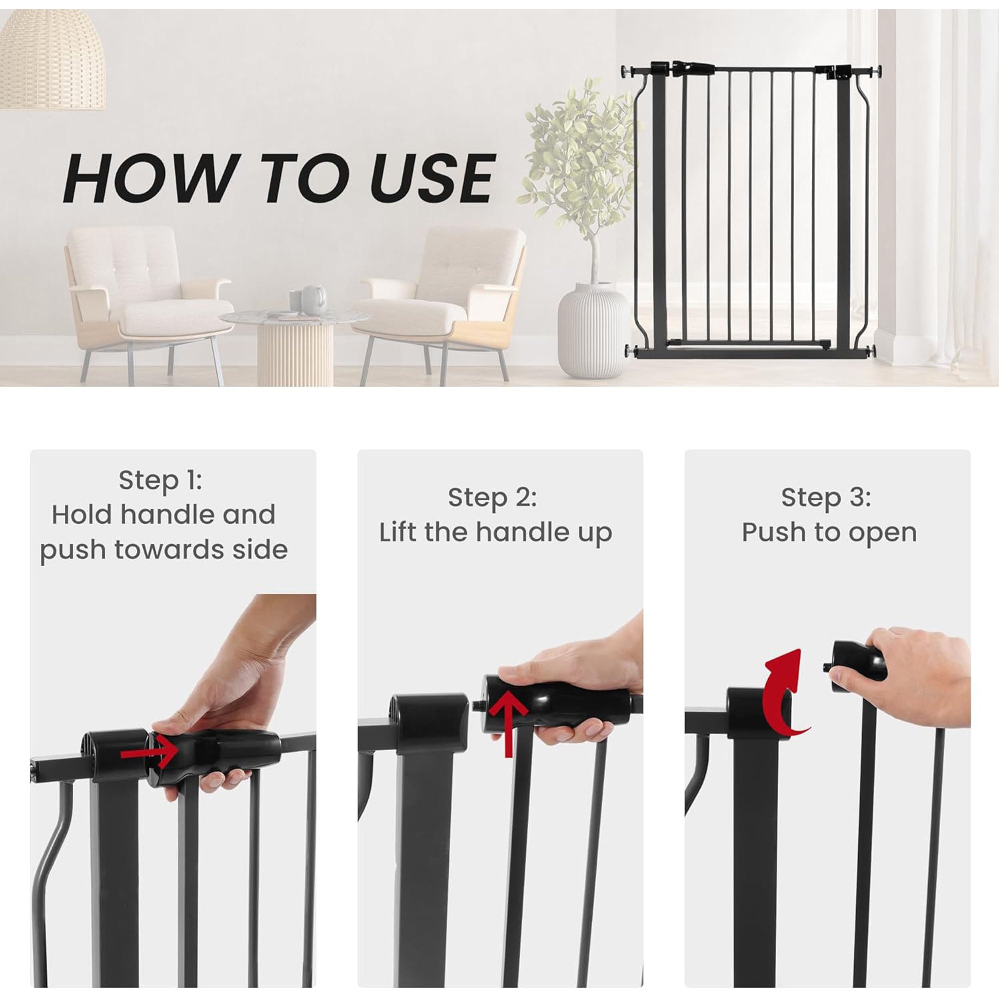 BalanceFrom Walk Thru Safety Gate, Fits 29.1-33.8" Openings, 36” Tall, Graphite - Smart-nests