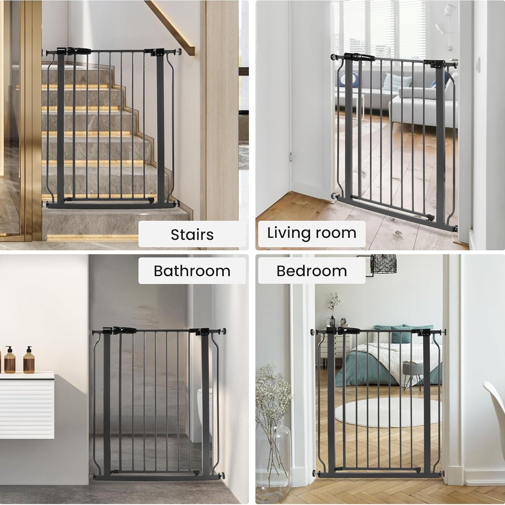 BalanceFrom Walk Thru Safety Gate, Fits 29.1-33.8" Openings, 36” Tall, Graphite - Smart-nests