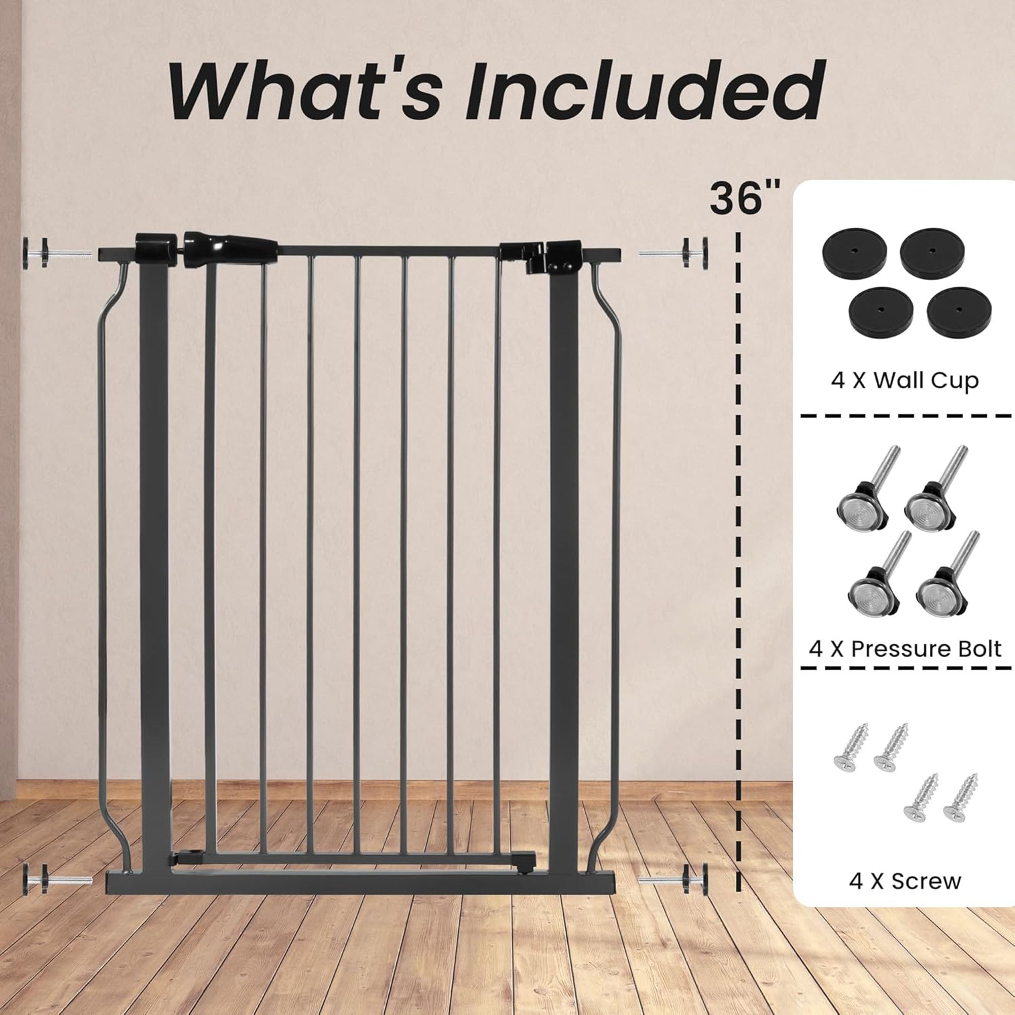 BalanceFrom Walk Thru Safety Gate, Fits 29.1-33.8" Openings, 36” Tall, Graphite - Smart-nests