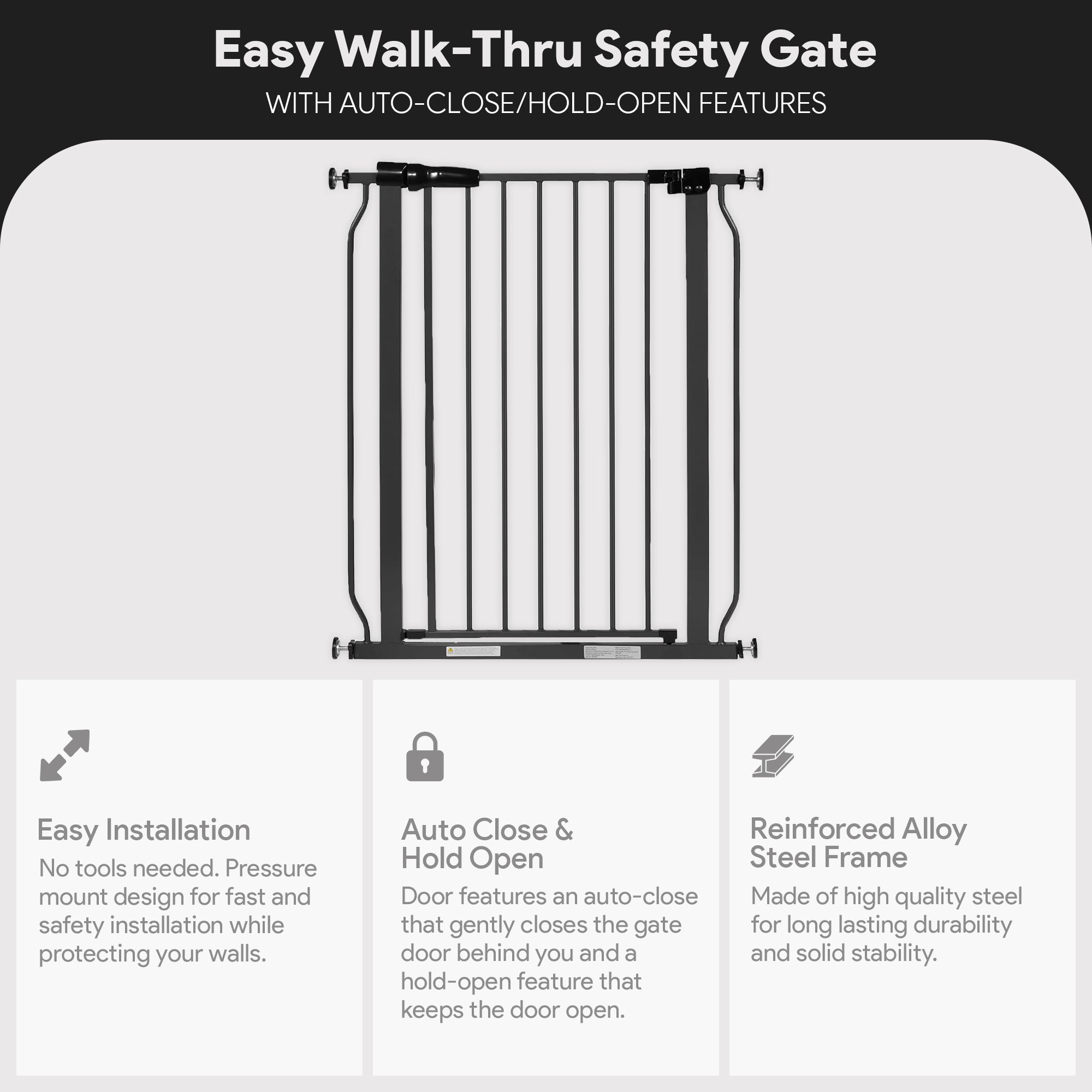 BalanceFrom Walk Thru Safety Gate, Fits 29.1-33.8" Openings, 36” Tall, Graphite - Smart-nests