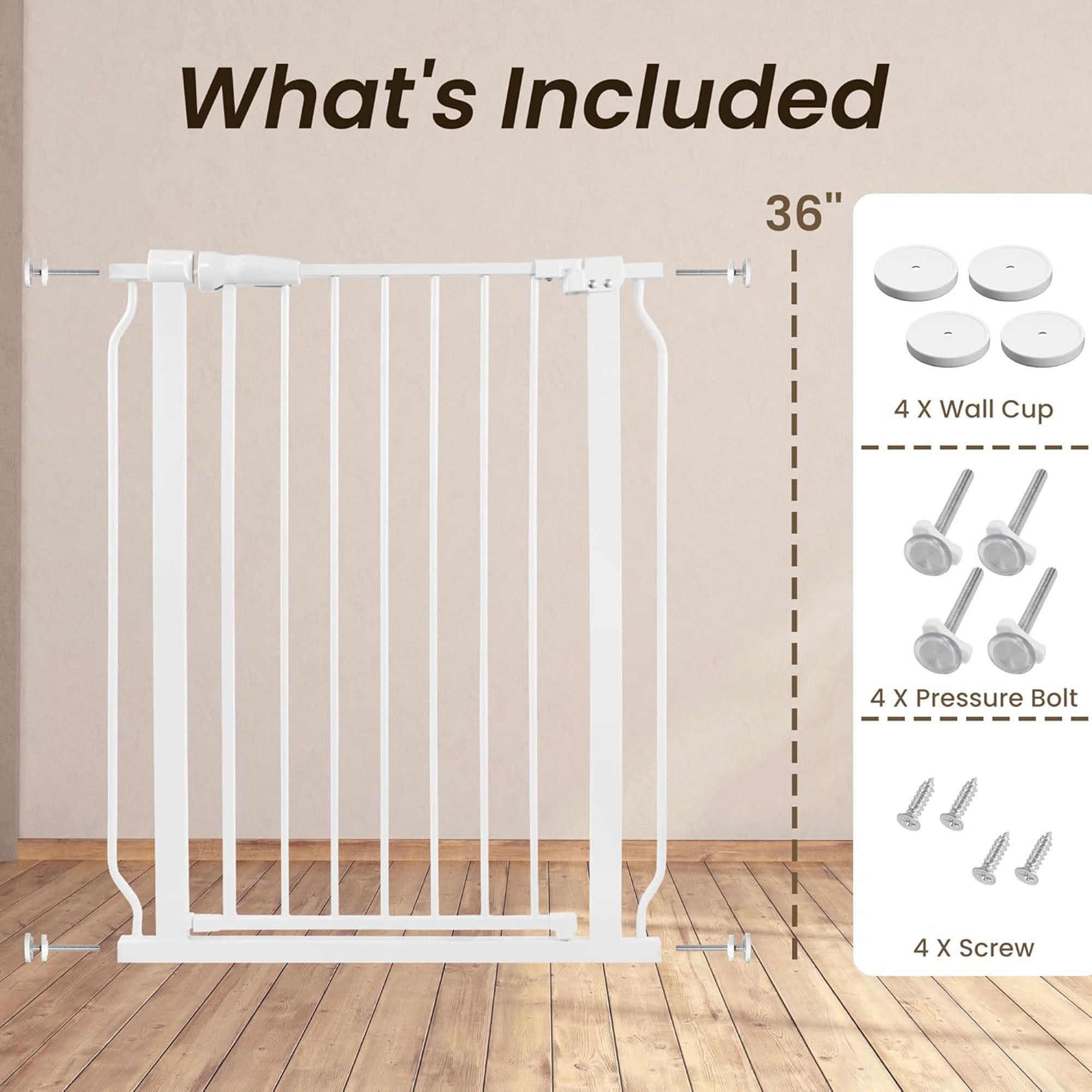 BalanceFrom Walk Thru Safety Gate, Fits 29.1-33.8" Openings, 36” Tall, White - Smart-nests
