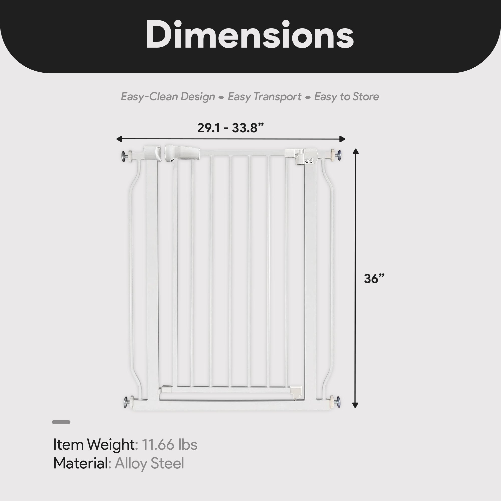BalanceFrom Walk Thru Safety Gate, Fits 29.1-33.8" Openings, 36” Tall, White - Smart-nests