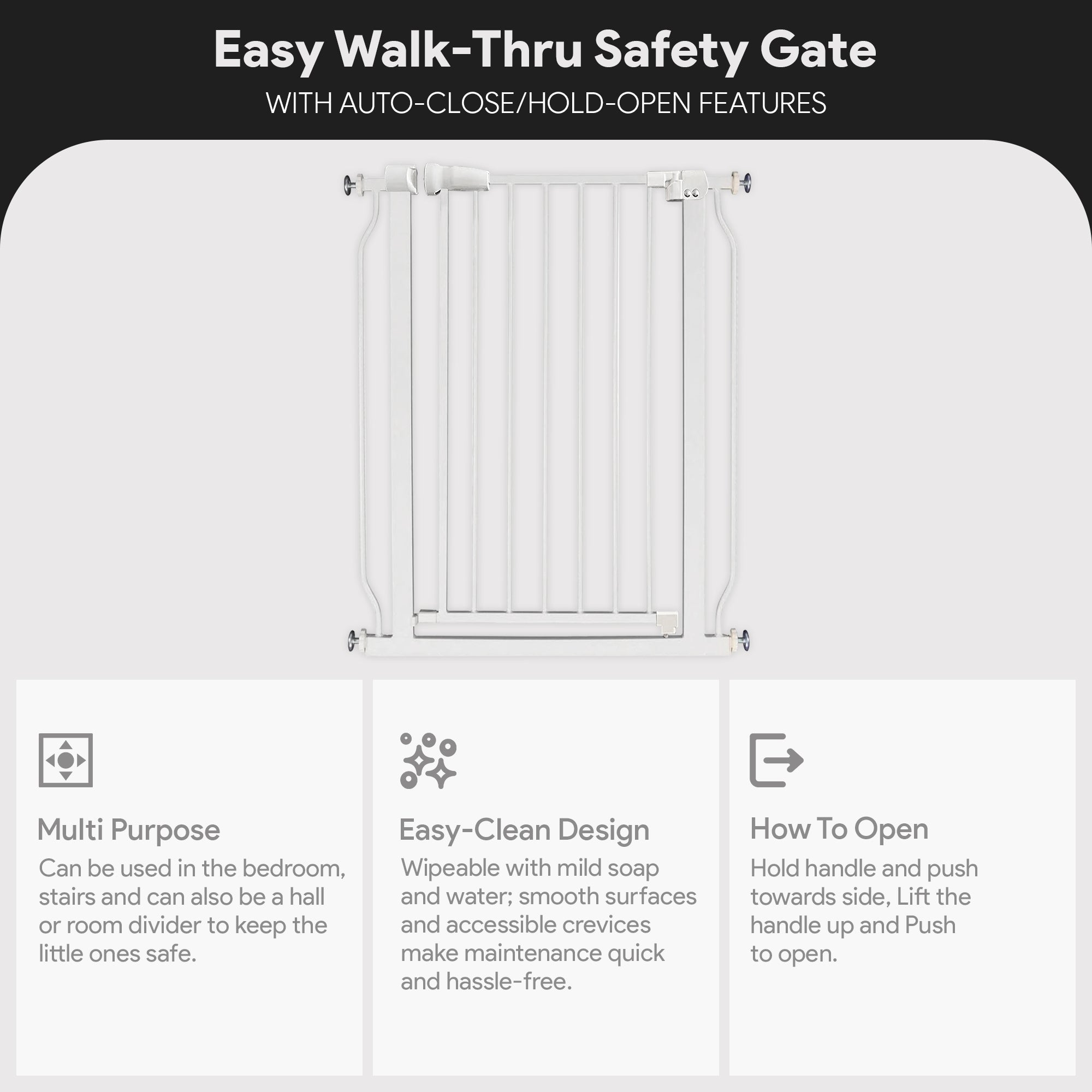 BalanceFrom Walk Thru Safety Gate, Fits 29.1-33.8" Openings, 36” Tall, White - Smart-nests