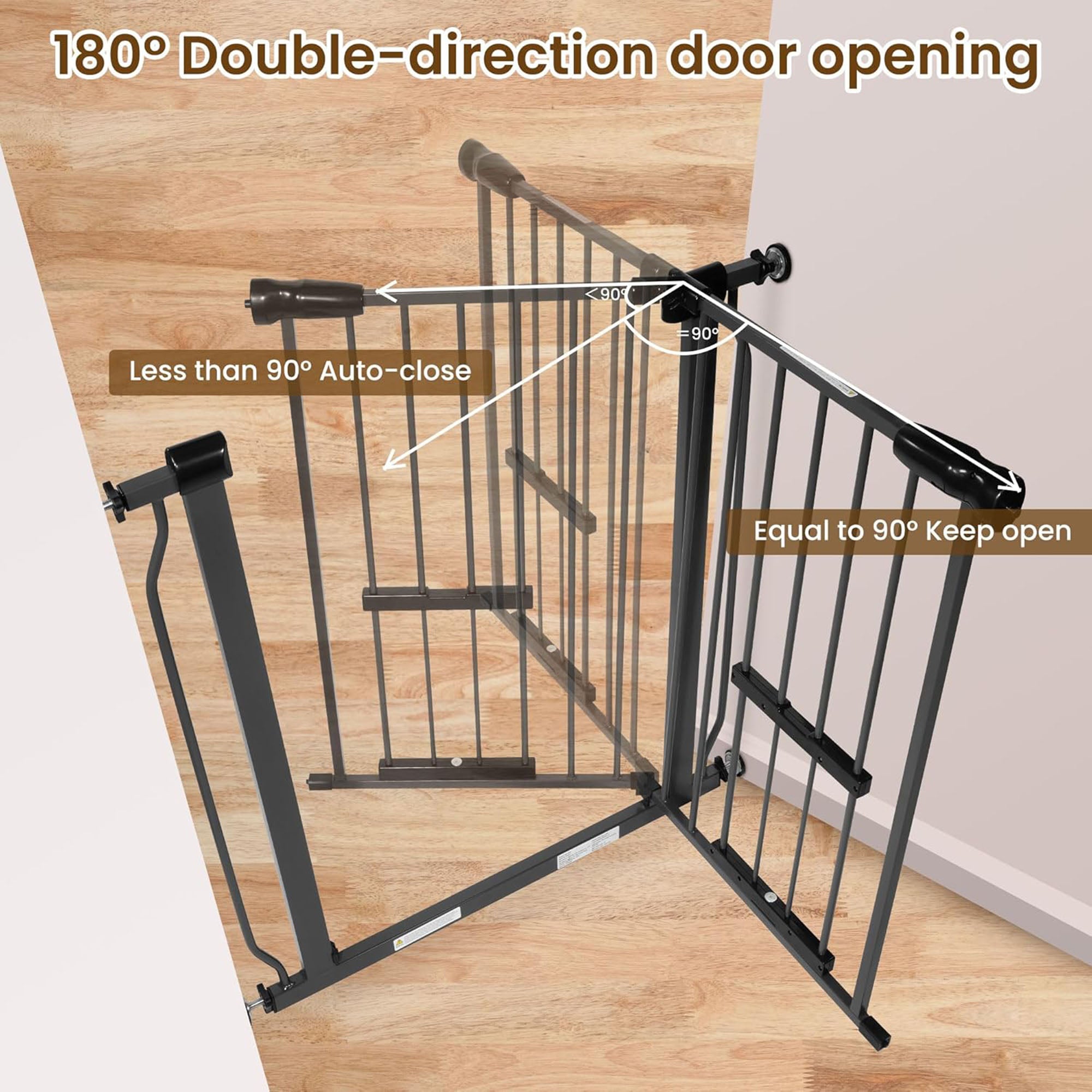 BalanceFrom Walk Thru Safety Gate, Fits 29.1-38.5" Openings, 36” Tall, Graphite - Smart-nests