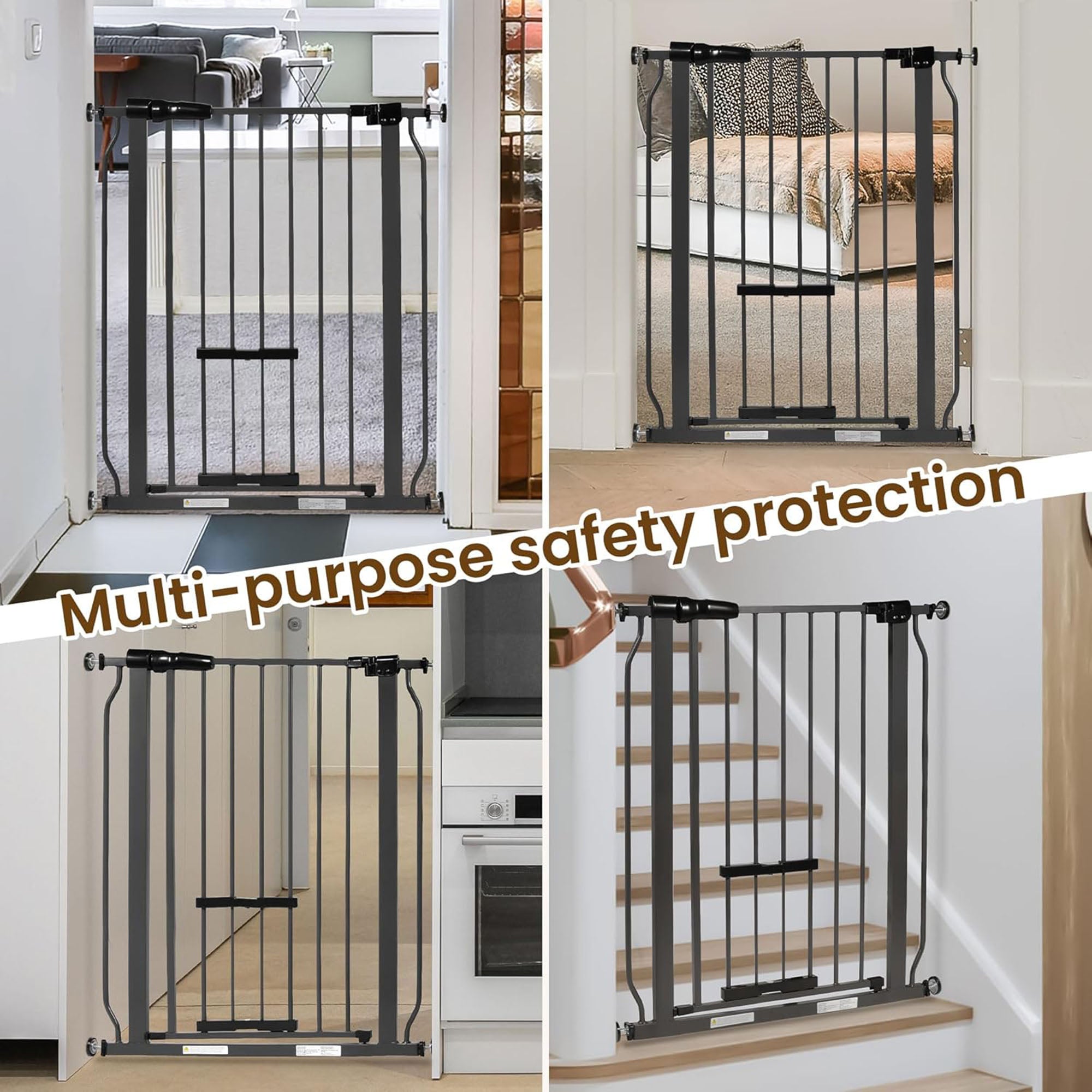 BalanceFrom Walk Thru Safety Gate, Fits 29.1-38.5" Openings, 36” Tall, Graphite - Smart-nests