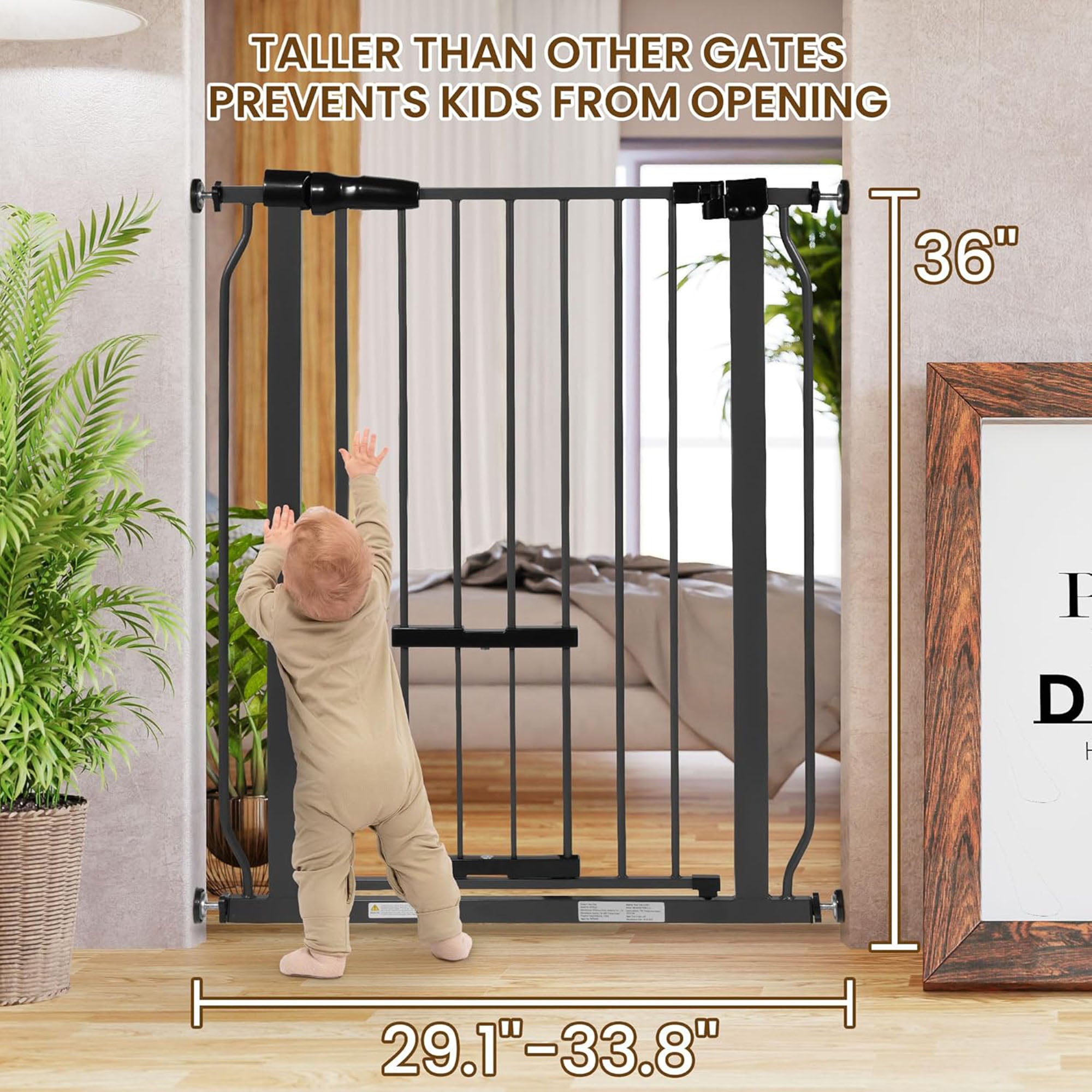 BalanceFrom Walk Thru Safety Gate, Fits 29.1-38.5" Openings, 36” Tall, Graphite - Smart-nests