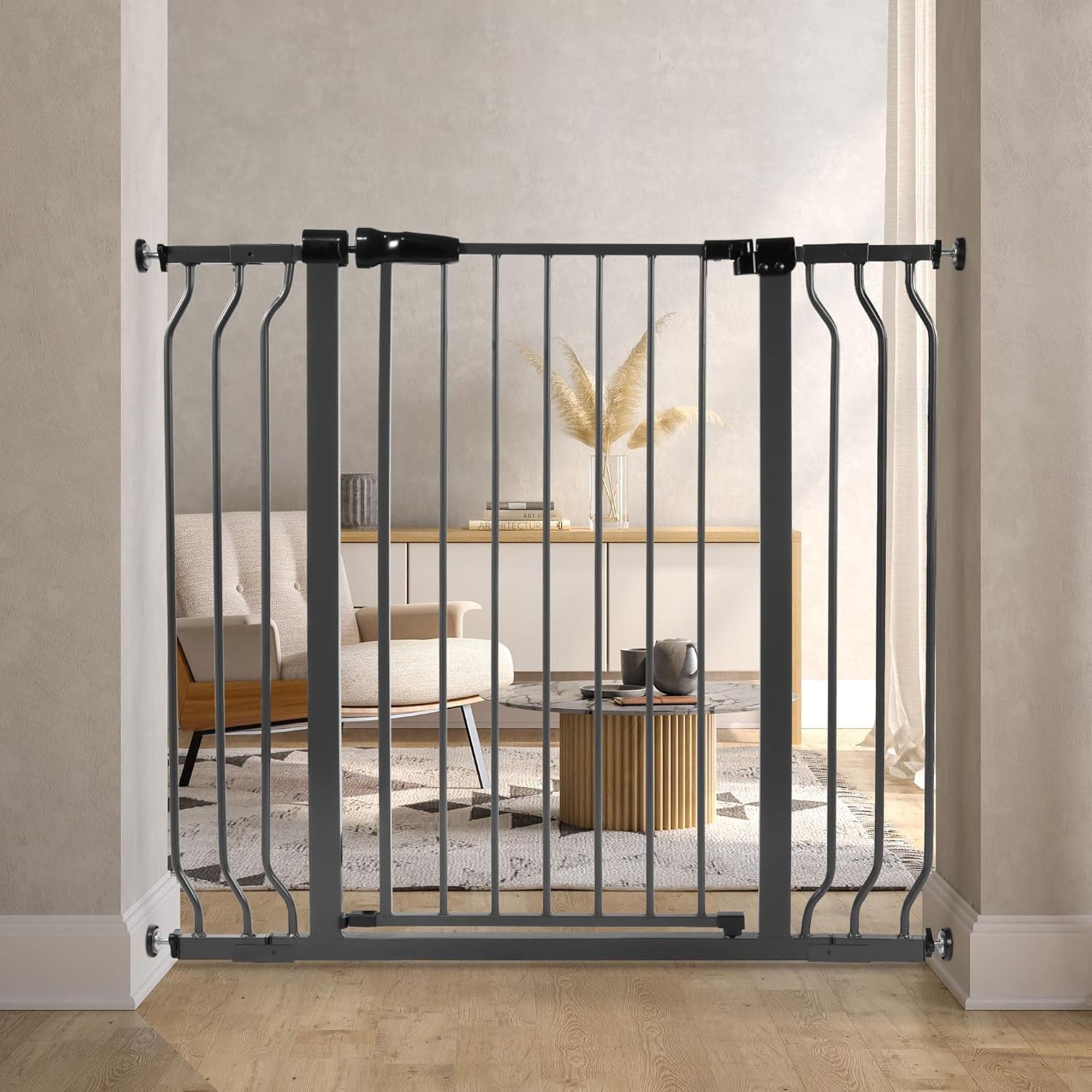 BalanceFrom Walk Thru Safety Gate, Fits 29.1-43.3" Openings, 36” Tall, Graphite - Smart-nests