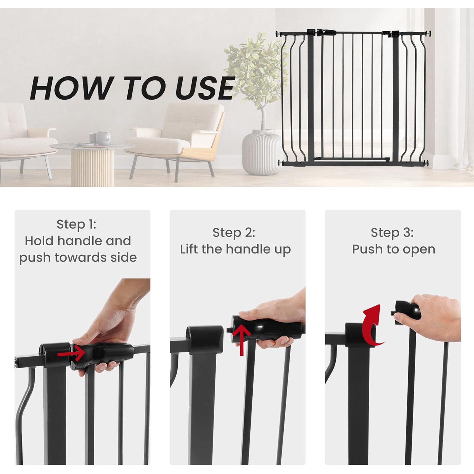 BalanceFrom Walk Thru Safety Gate, Fits 29.1-43.3" Openings, 36” Tall, Graphite - Smart-nests