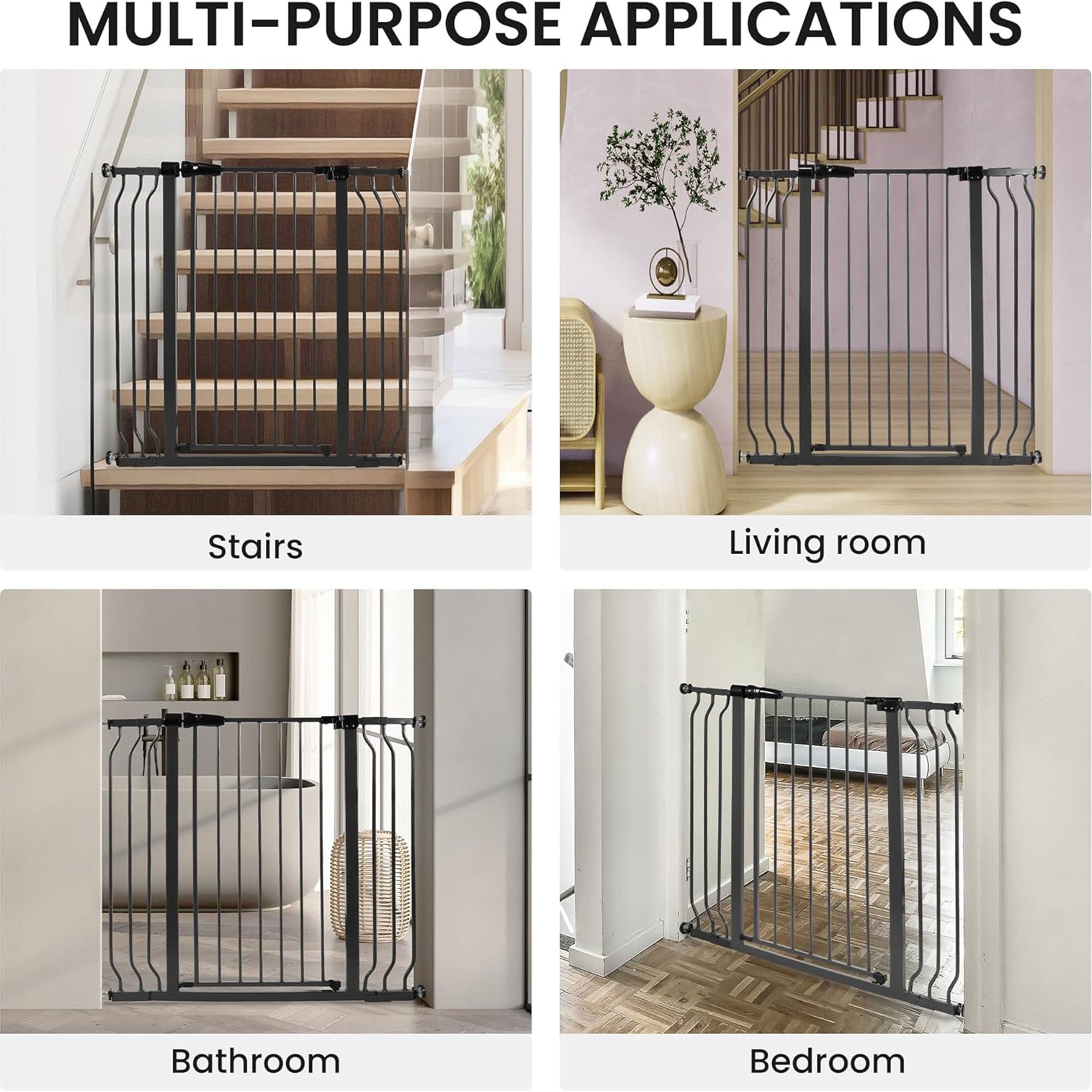 BalanceFrom Walk Thru Safety Gate, Fits 29.1-43.3" Openings, 36” Tall, Graphite - Smart-nests