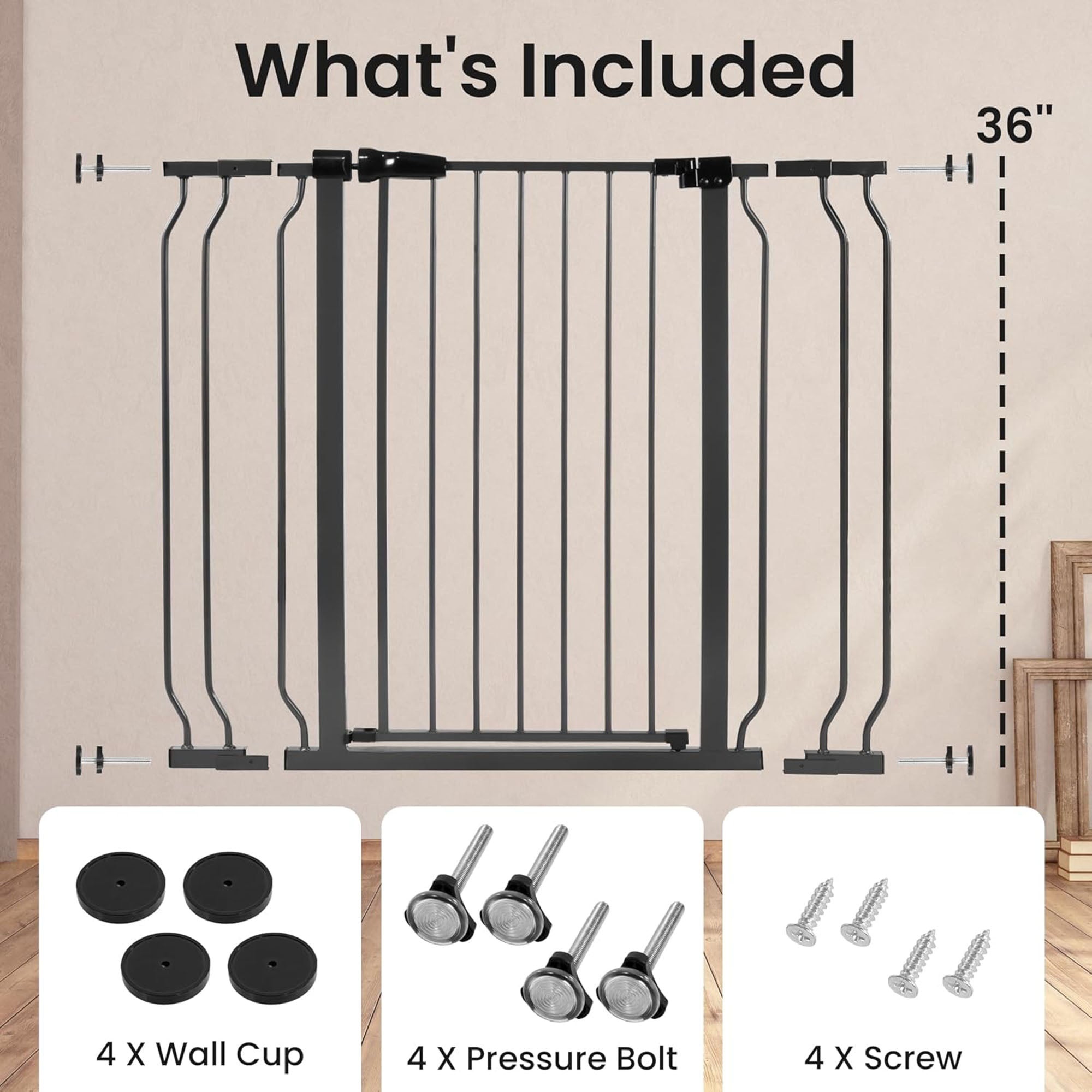 BalanceFrom Walk Thru Safety Gate, Fits 29.1-43.3" Openings, 36” Tall, Graphite - Smart-nests