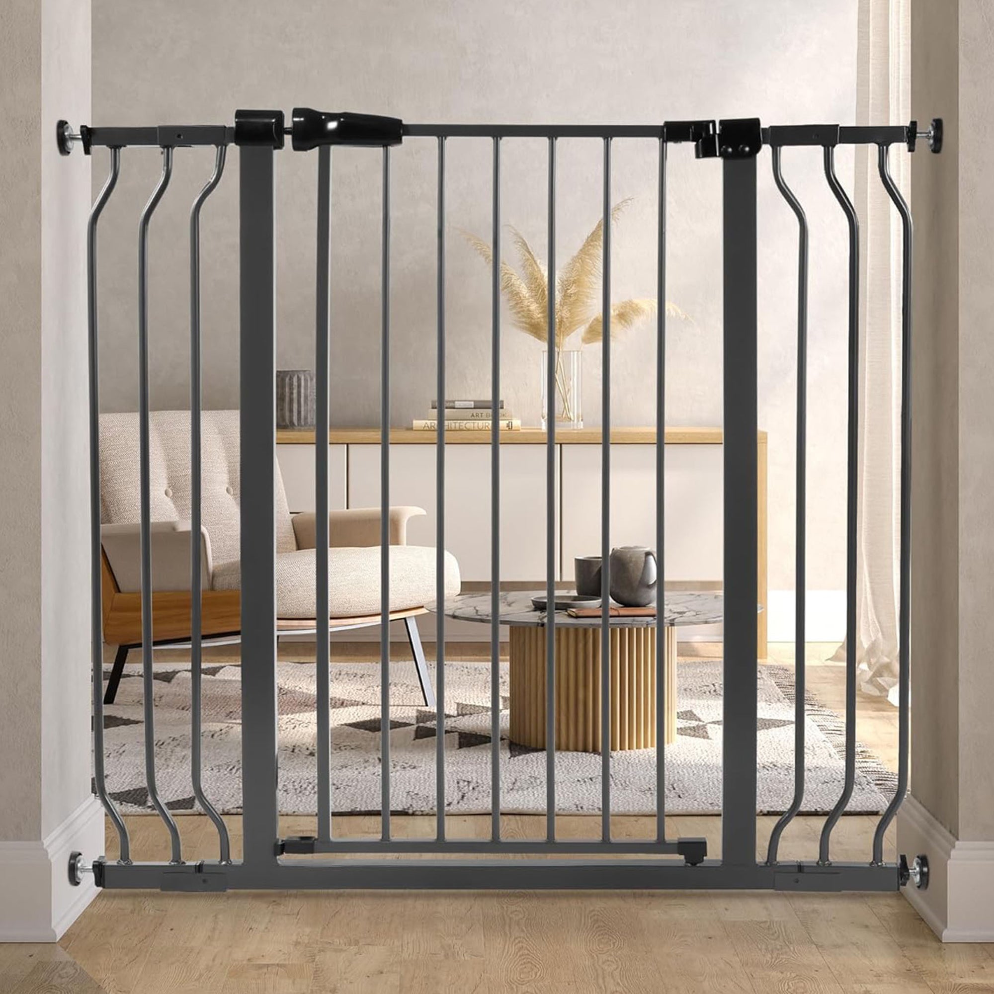 BalanceFrom Walk Thru Safety Gate, Fits 29.1-43.3" Openings, 36” Tall, Graphite - Smart-nests