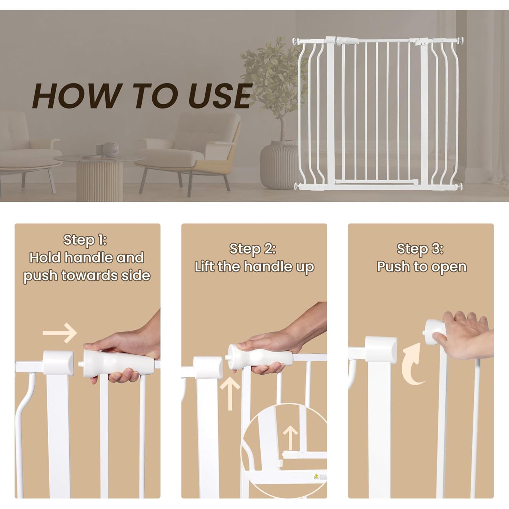 BalanceFrom Walk Thru Safety Gate, Fits 29.1-43.3" Openings, 36” Tall, White - Smart-nests