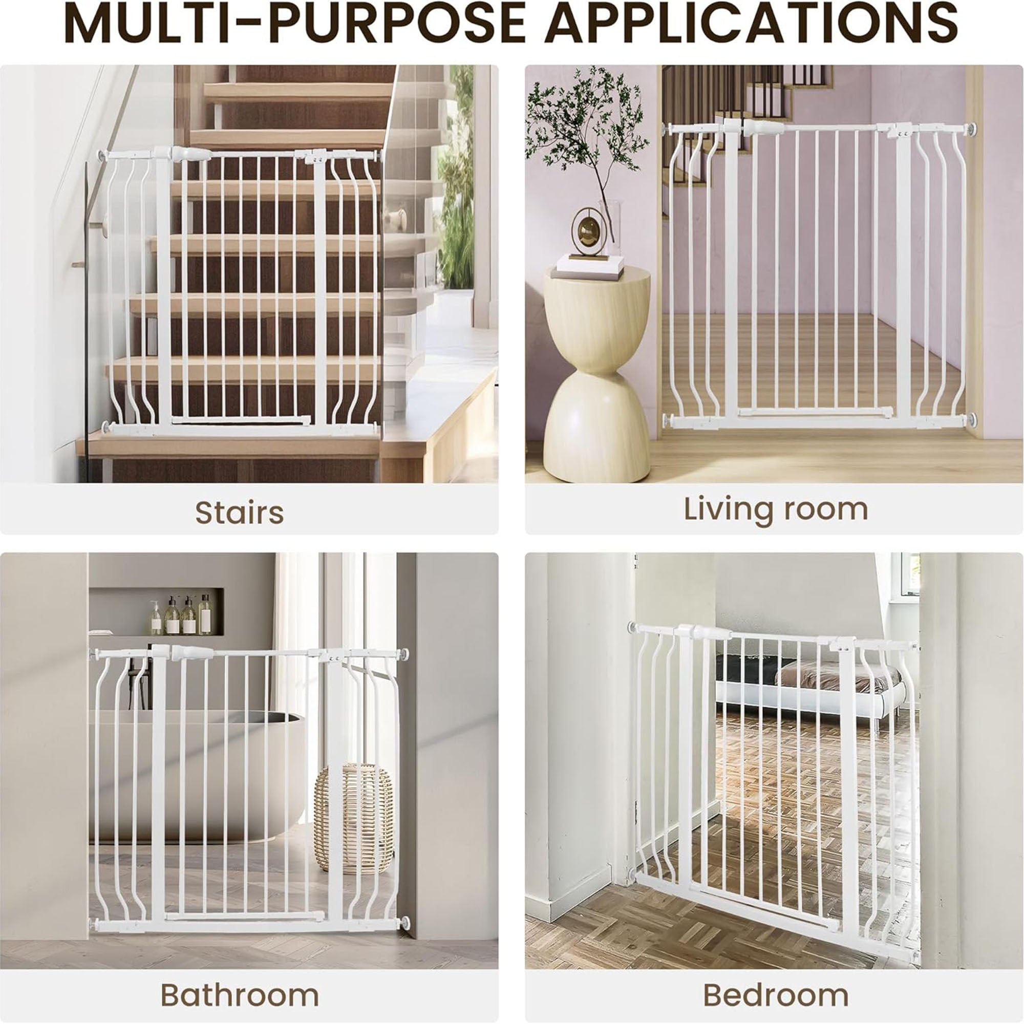 BalanceFrom Walk Thru Safety Gate, Fits 29.1-43.3" Openings, 36” Tall, White - Smart-nests