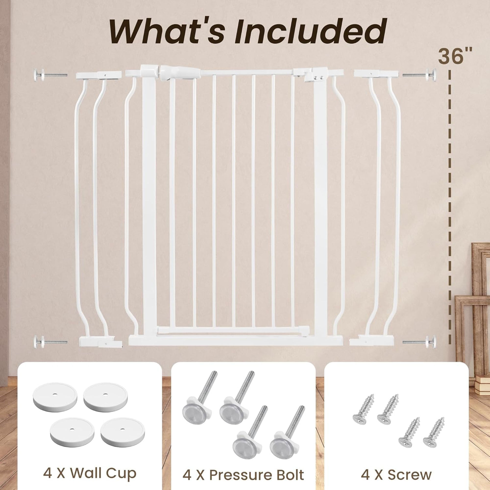 BalanceFrom Walk Thru Safety Gate, Fits 29.1-43.3" Openings, 36” Tall, White - Smart-nests