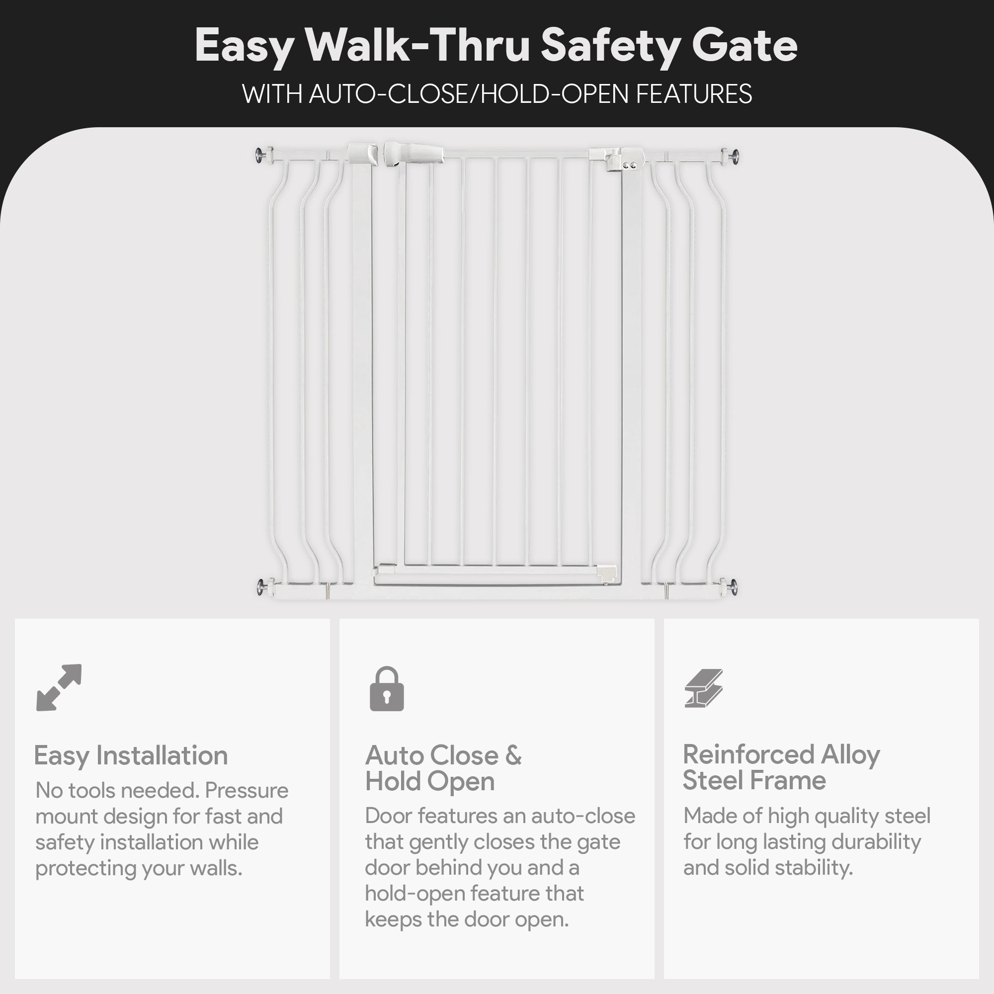 BalanceFrom Walk Thru Safety Gate, Fits 29.1-43.3" Openings, 36” Tall, White - Smart-nests