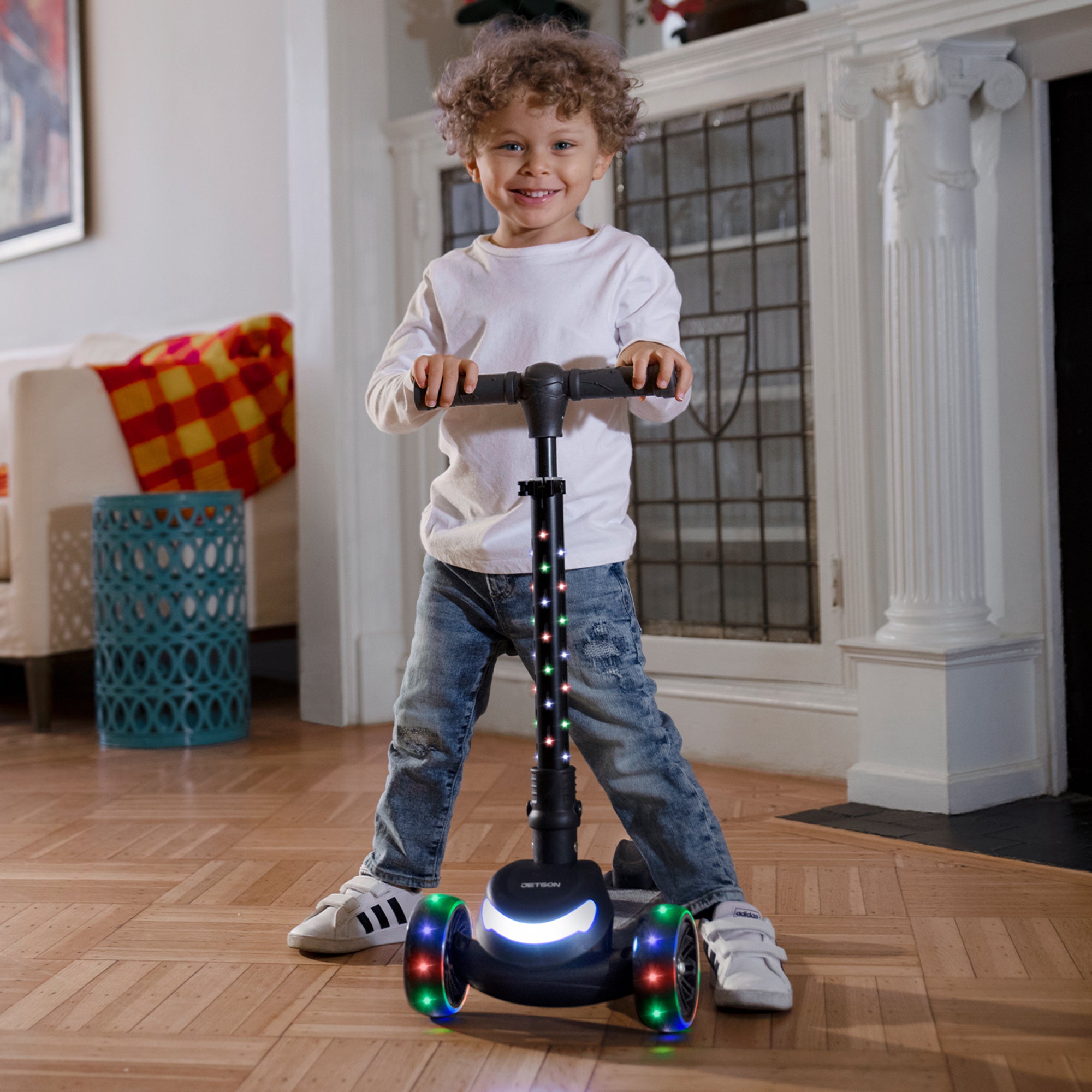 Jetson Jupiter Mini 3 Wheel Light-Up Kick Scooter, Adjustable Handlebar, Blue - Smart-nests