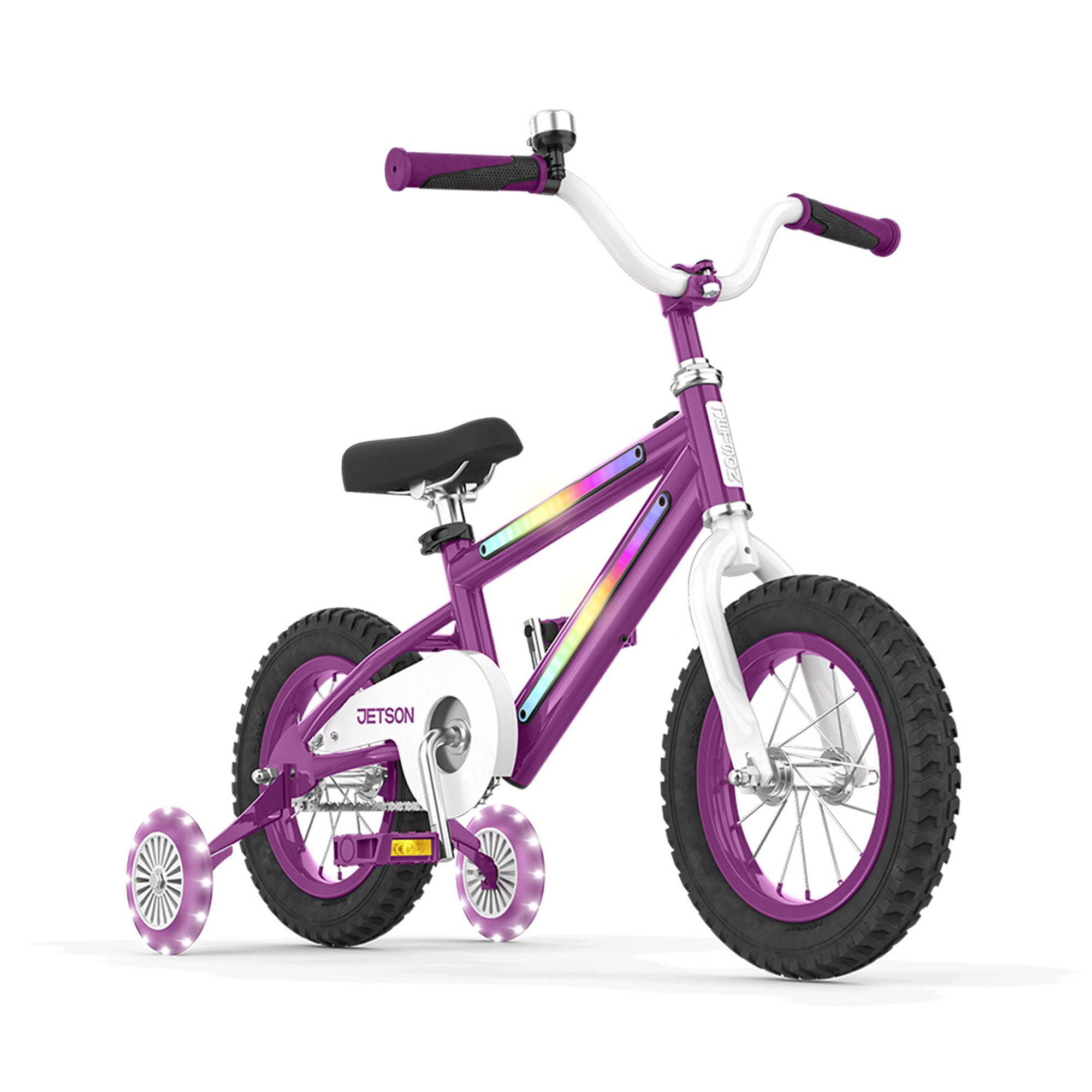Jetson Light Rider 12" LED Kid Bike with Coaster Brakes, Training Wheels, Purple - Smart-nests