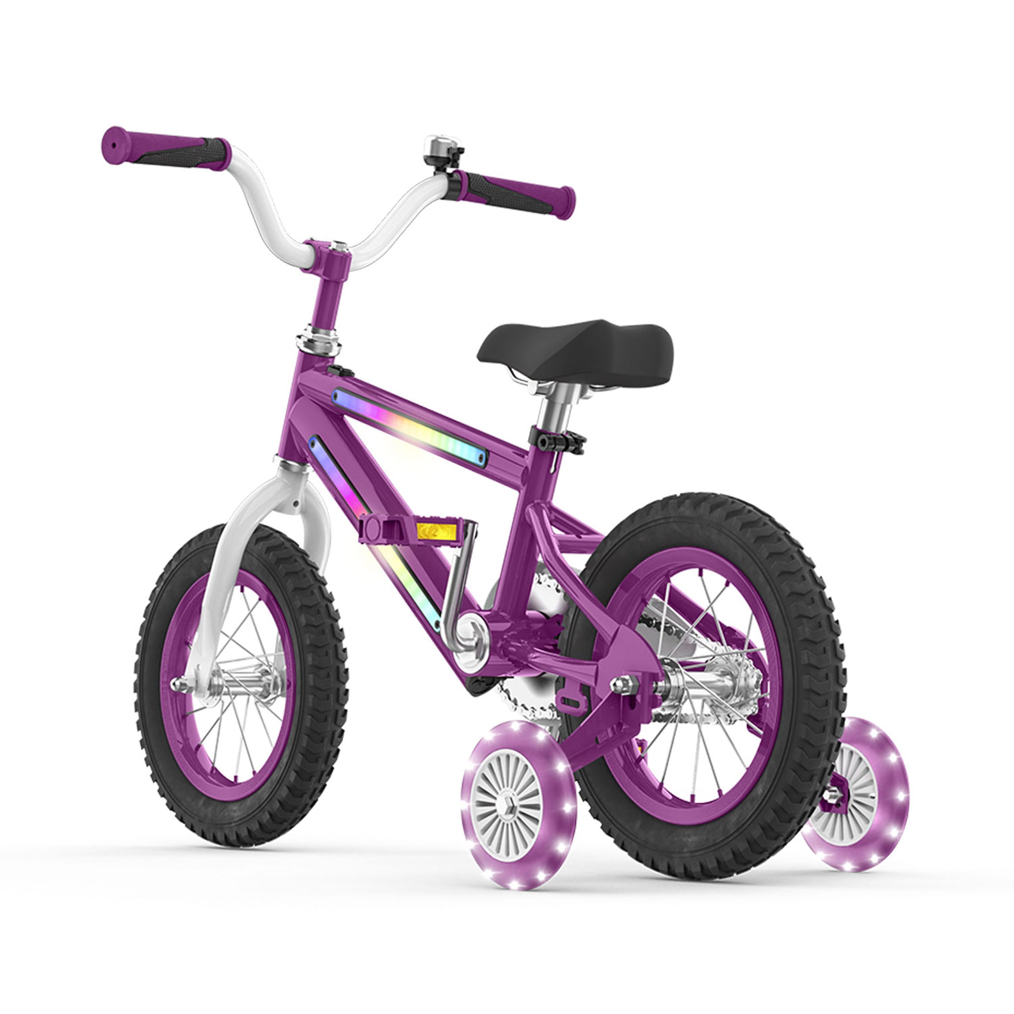 Jetson Light Rider 12" LED Kid Bike with Coaster Brakes, Training Wheels, Purple - Smart-nests
