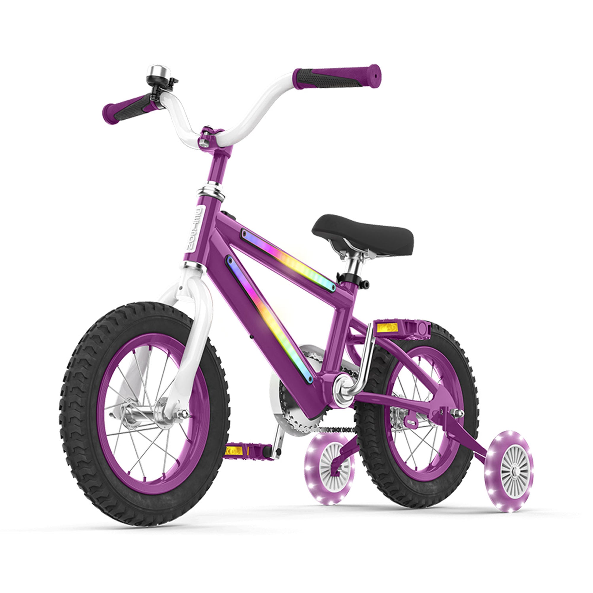 Jetson Light Rider 12" LED Kid Bike with Coaster Brakes, Training Wheels, Purple - Smart-nests