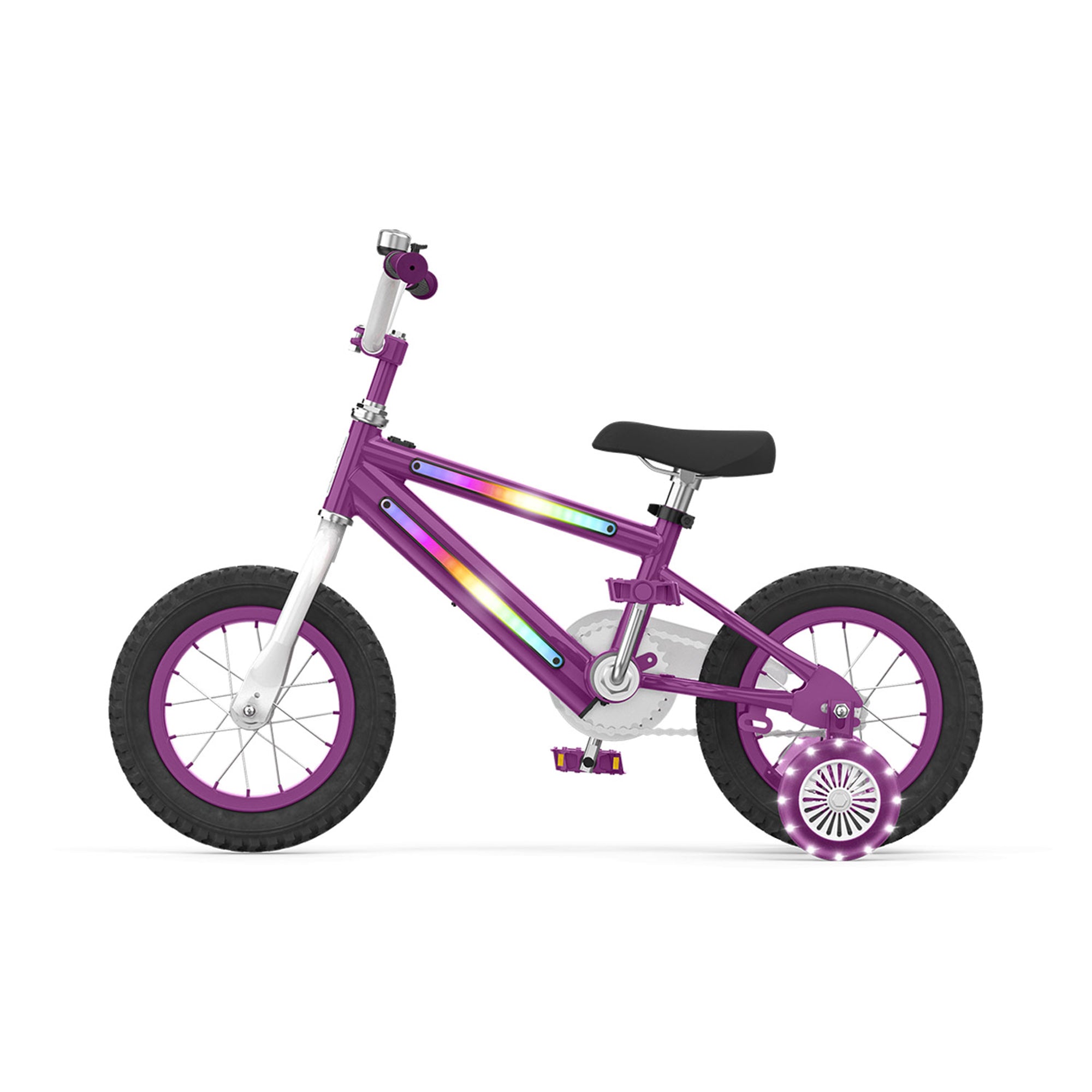 Jetson Light Rider 12" LED Kid Bike with Coaster Brakes, Training Wheels, Purple - Smart-nests